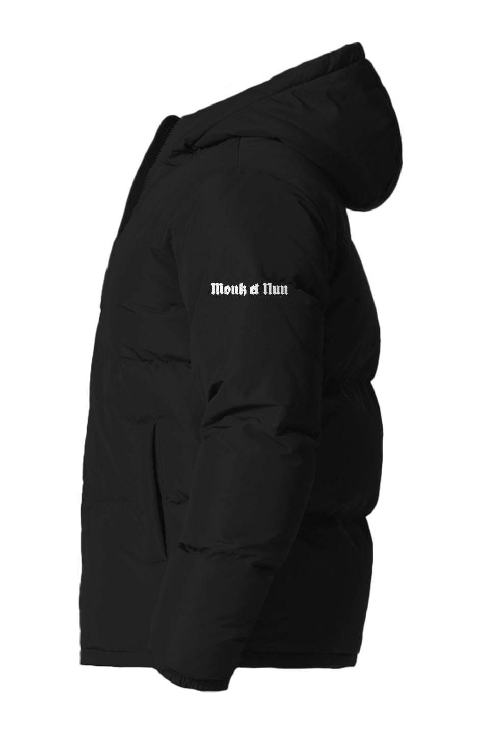 Unisex Hooded Puffer Jacket Logo - Monk&Nun UnisexClothing