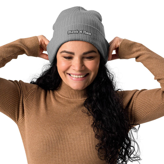Beanie Organic 100% cotton ribbed Logo - Monk&Nun UnisexClothing
