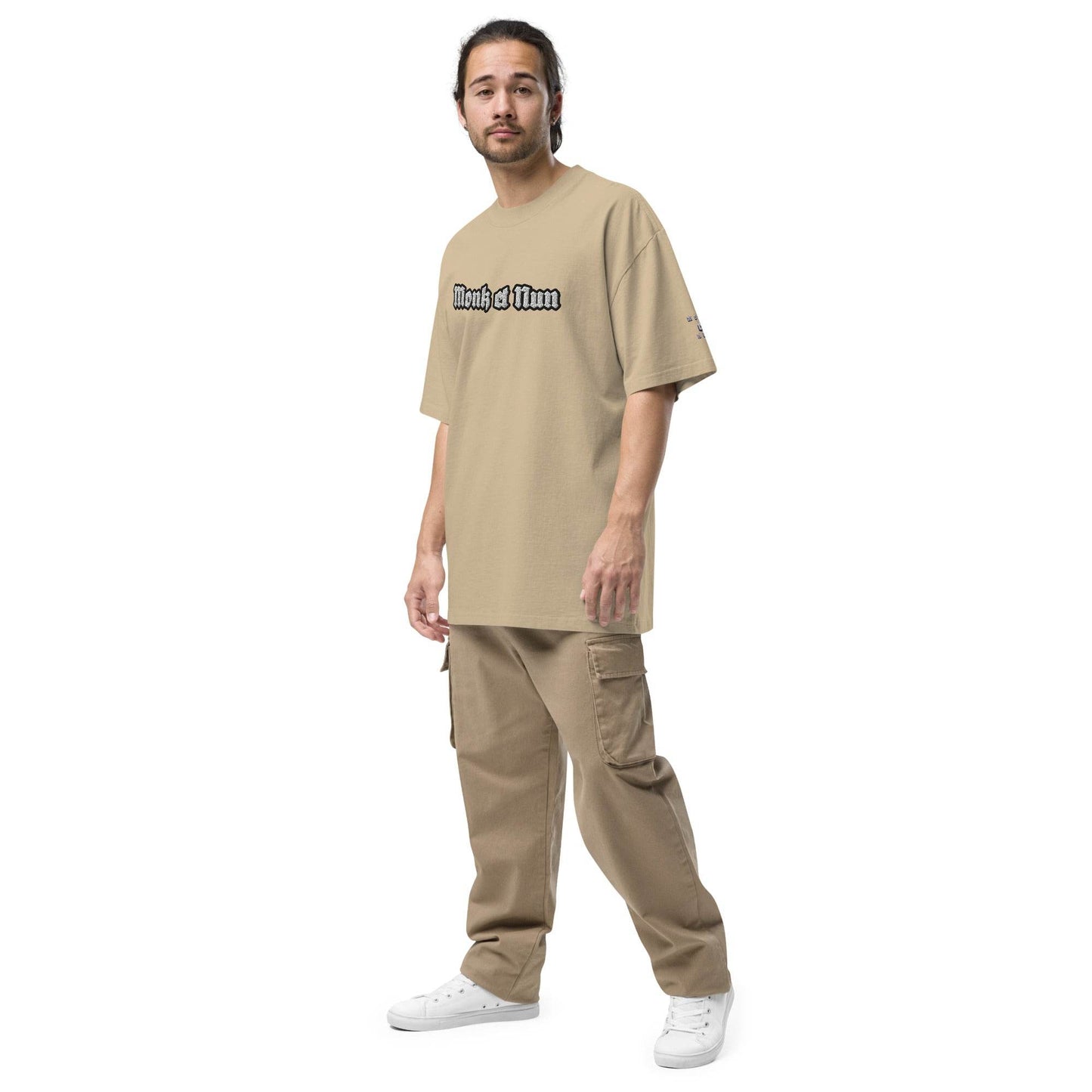 Unisex Oversized faded 100% carded cotton t-shirt Logo - Monk&Nun UnisexClothing