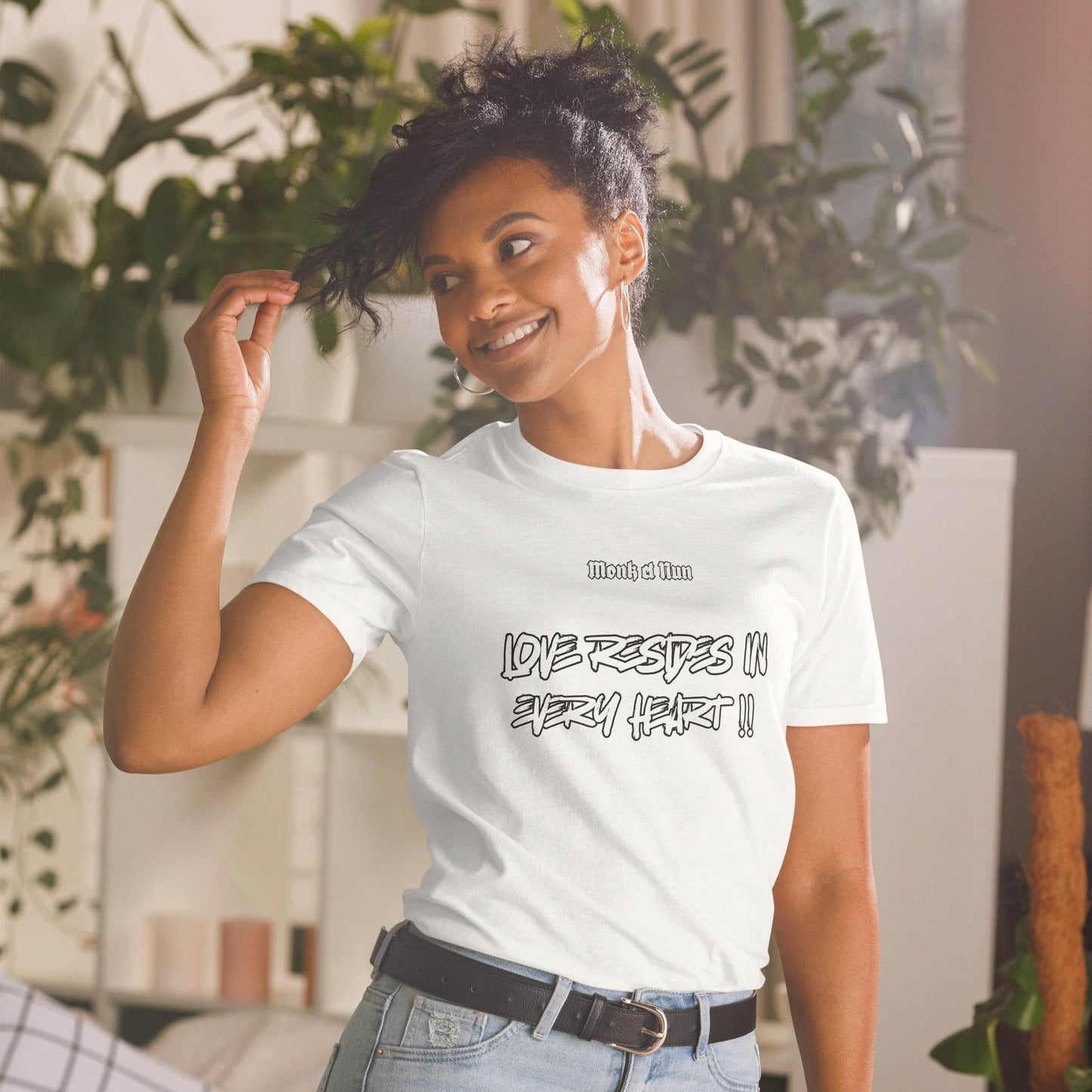 Unisex Short Sleeve 100% ring-spun cotton t-Shirt Text #1 front - Monk&Nun UnisexClothing