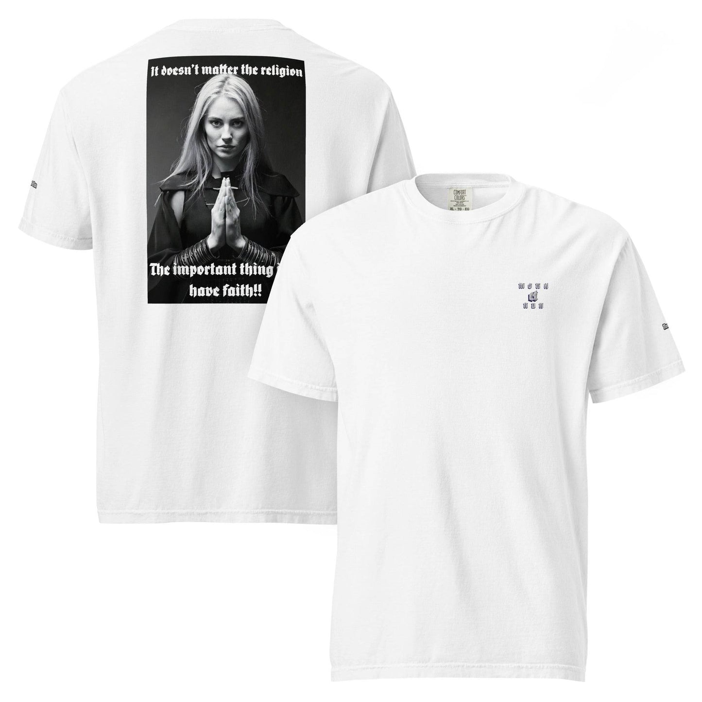 Unisex garment-dyed heavyweight 100% cotton t-shirt Design #3 - Monk&Nun UnisexClothing