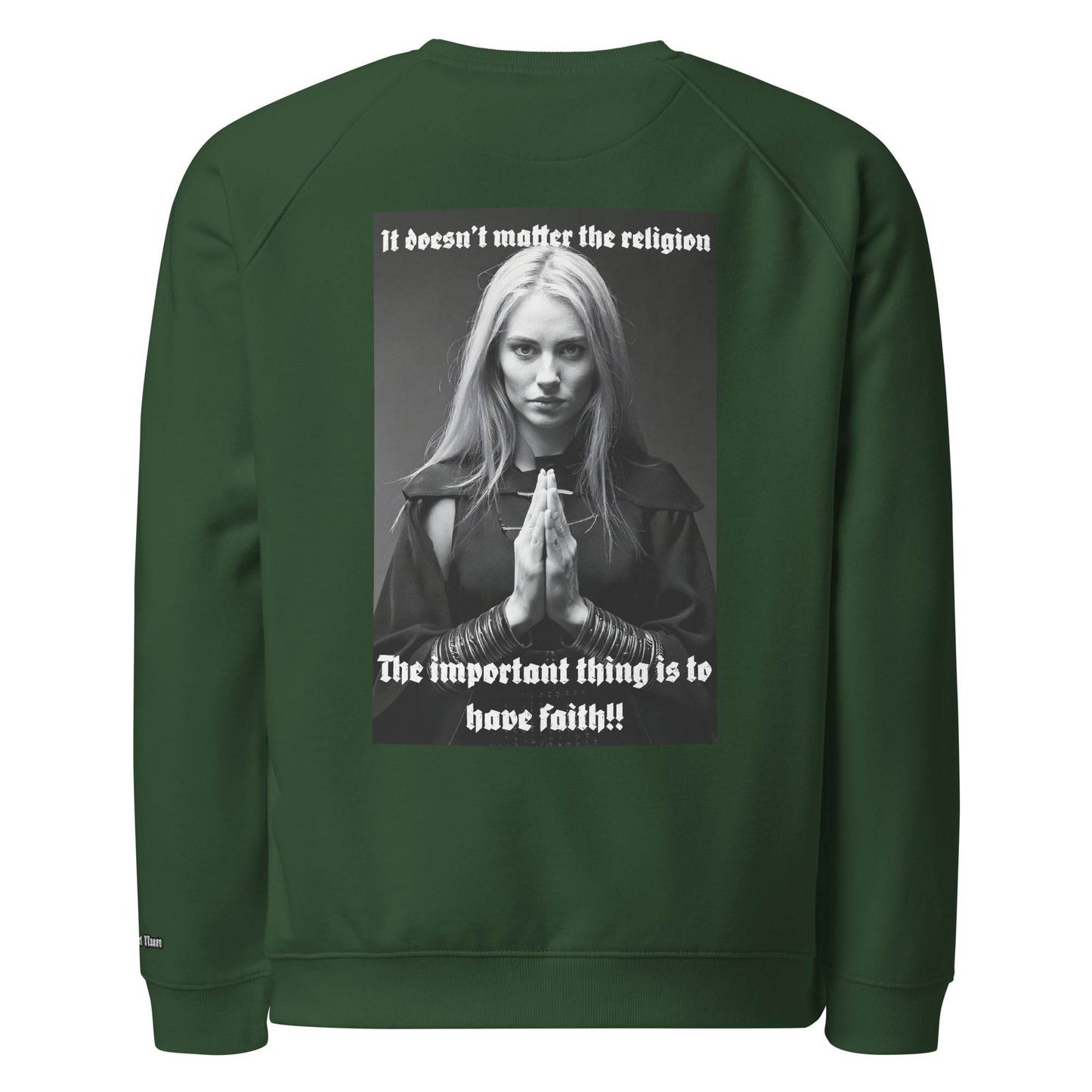 Unisex organic 100% cotton raglan sweatshirt Design #3 - Monk&Nun UnisexClothing