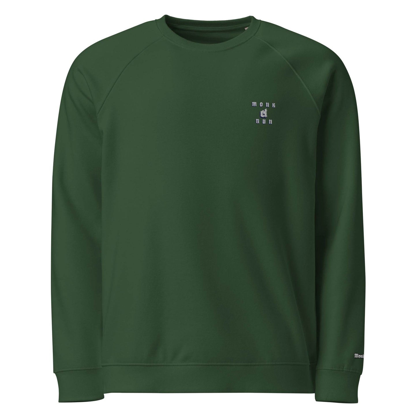 Unisex organic 100% cotton raglan sweatshirt Design #12 - Monk&Nun UnisexClothing