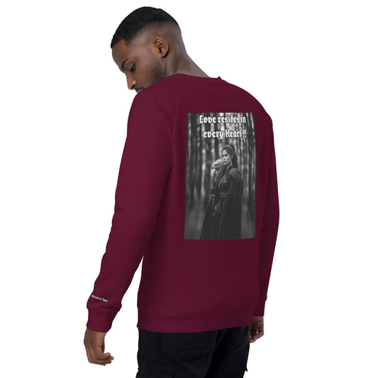 Unisex organic 100% cotton raglan sweatshirt Design #1 - Monk&Nun UnisexClothing