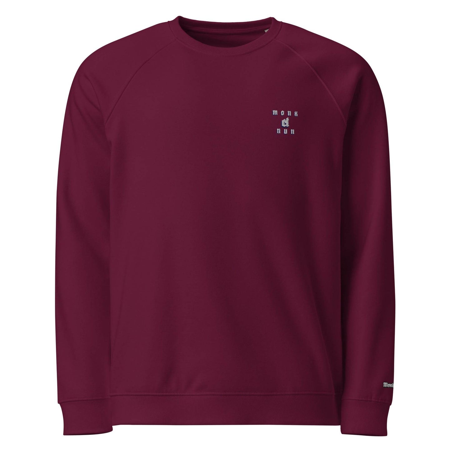 Unisex organic 100% cotton raglan sweatshirt Design #12 - Monk&Nun UnisexClothing