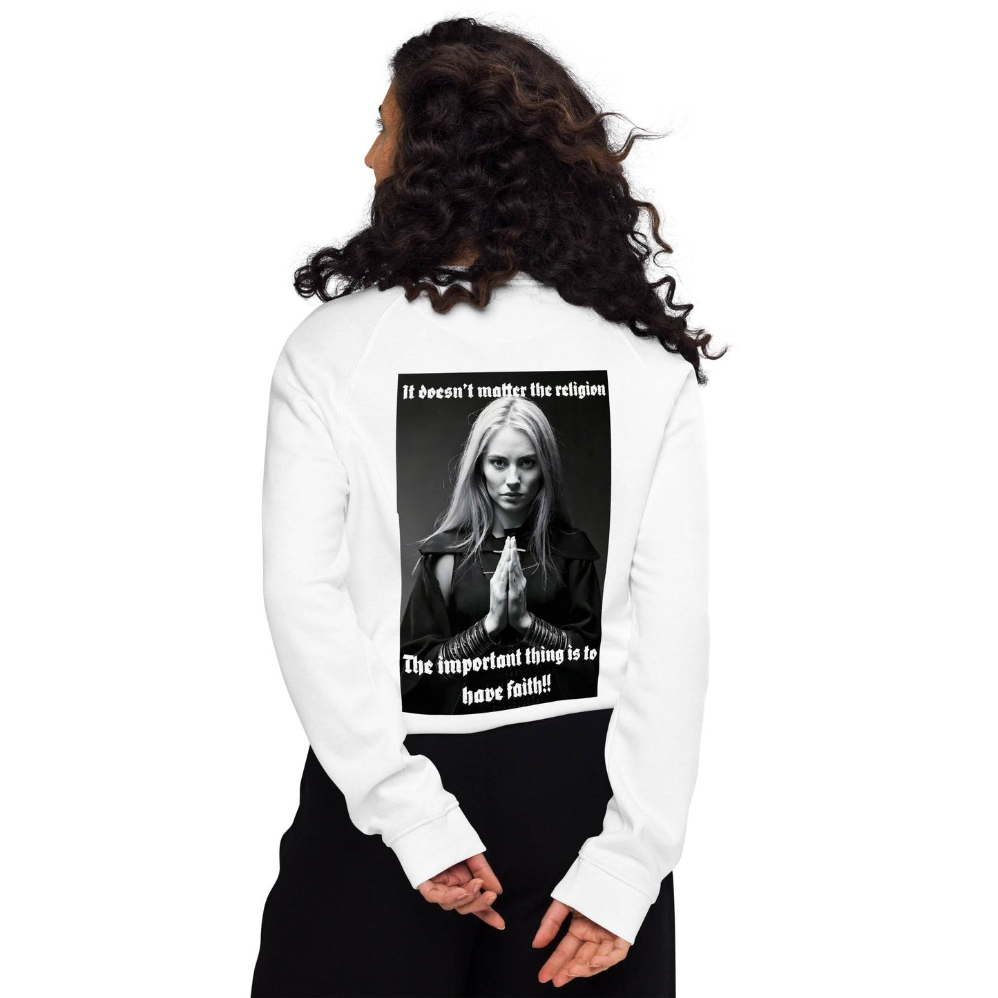 Unisex organic 100% cotton raglan sweatshirt Design #3 - Monk&Nun UnisexClothing