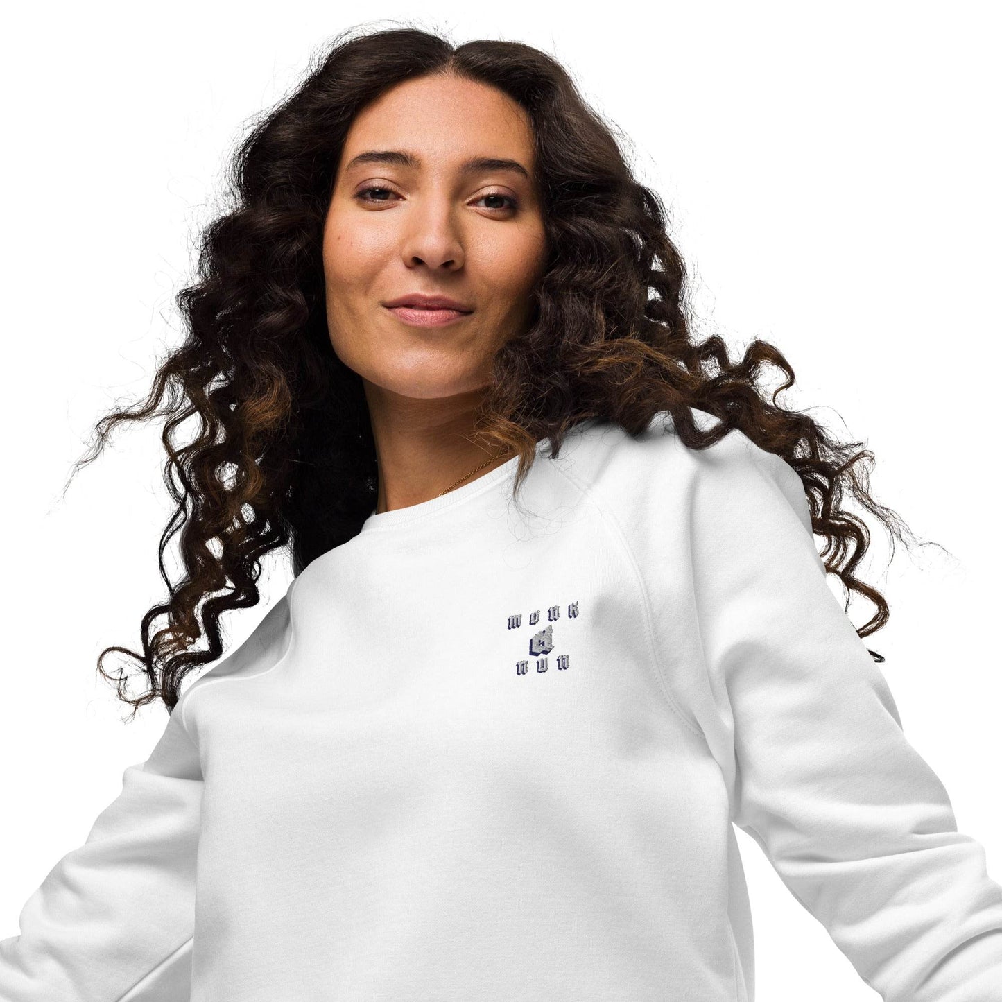 Unisex organic 100% cotton raglan sweatshirt Design #3 - Monk&Nun UnisexClothing