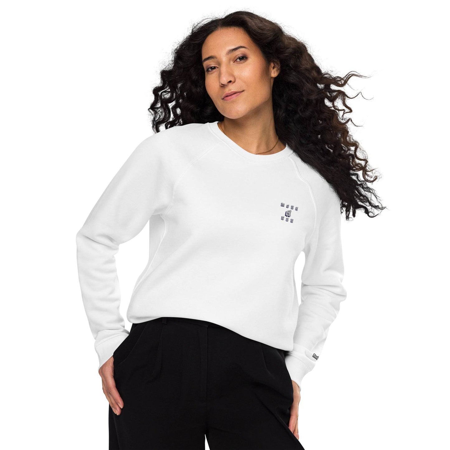 Unisex organic 100% cotton raglan sweatshirt Design #12 - Monk&Nun UnisexClothing