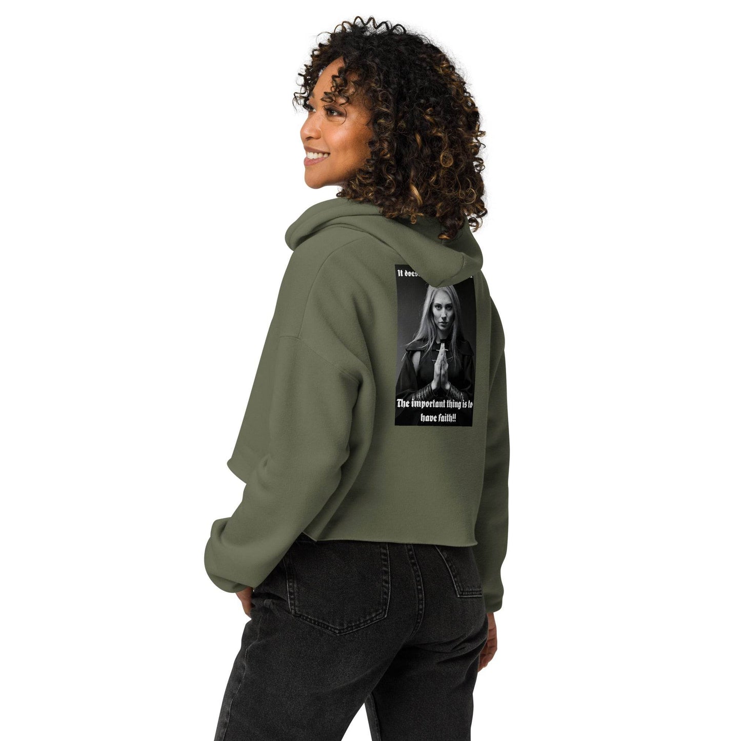 Women’s Crop 50% cotton Hoodie Design #3 - Monk&Nun UnisexClothing