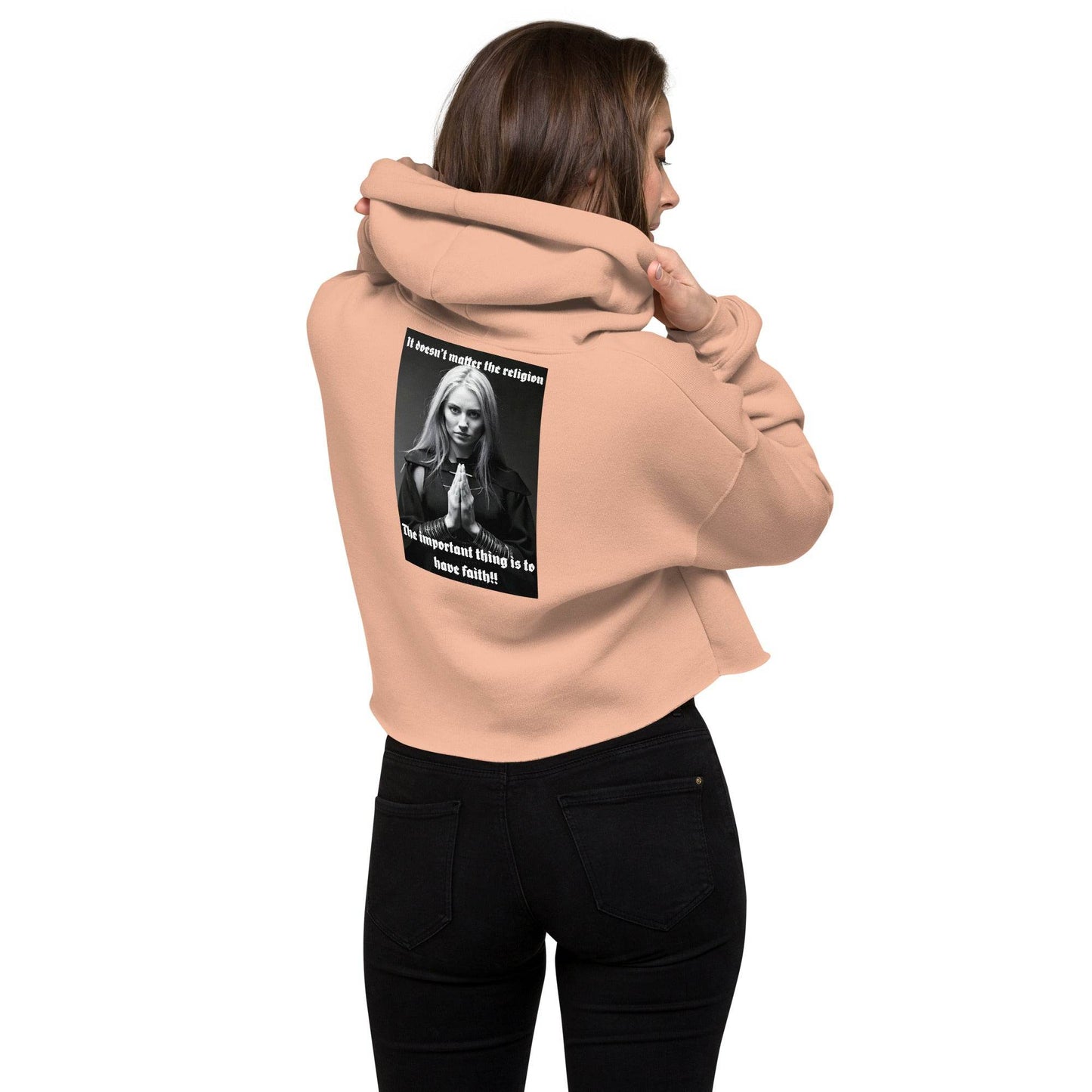 Women’s Crop 50% cotton Hoodie Design #3 - Monk&Nun UnisexClothing