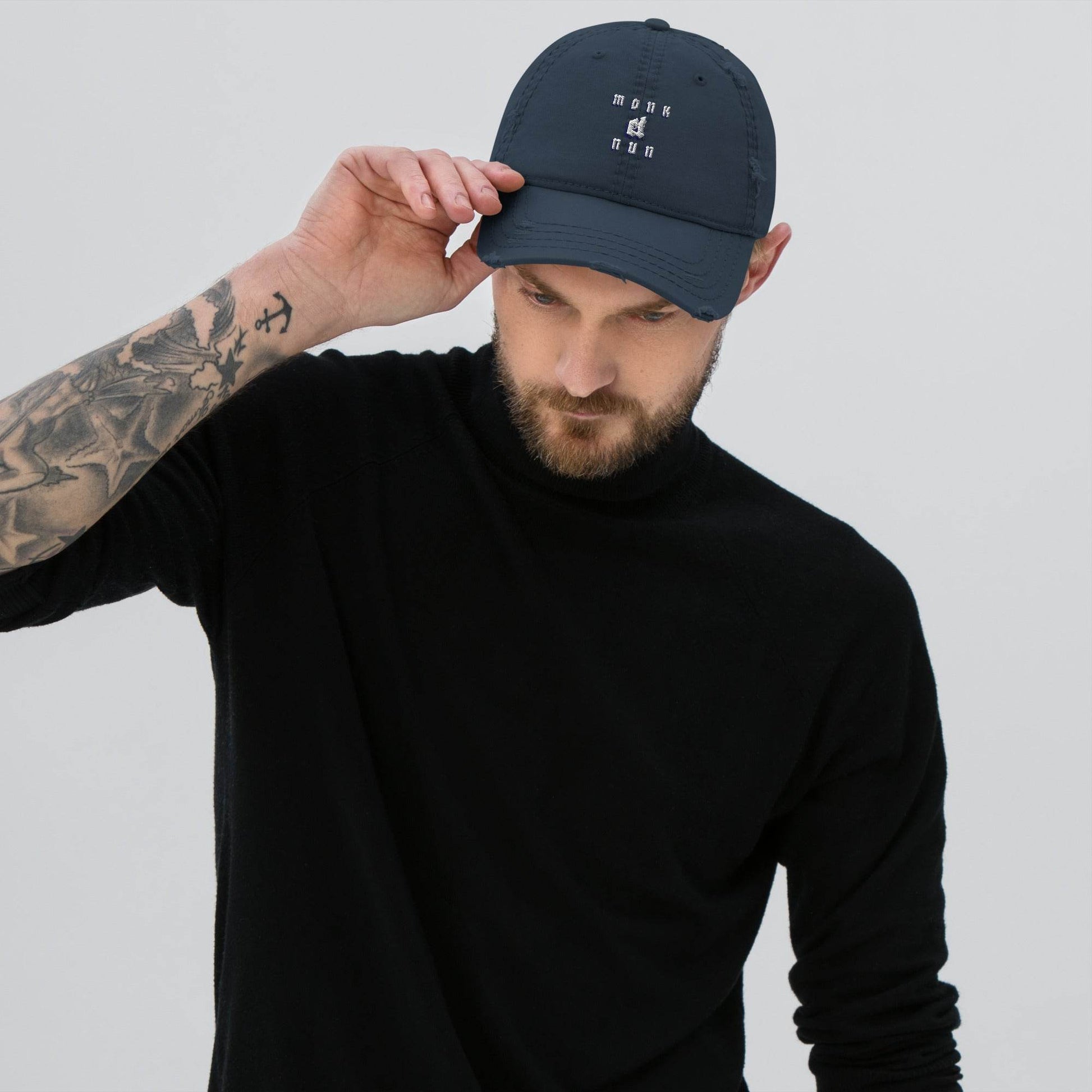 Hat 100% cotton Distressed Dad LOGO - Monk&Nun UnisexClothing
