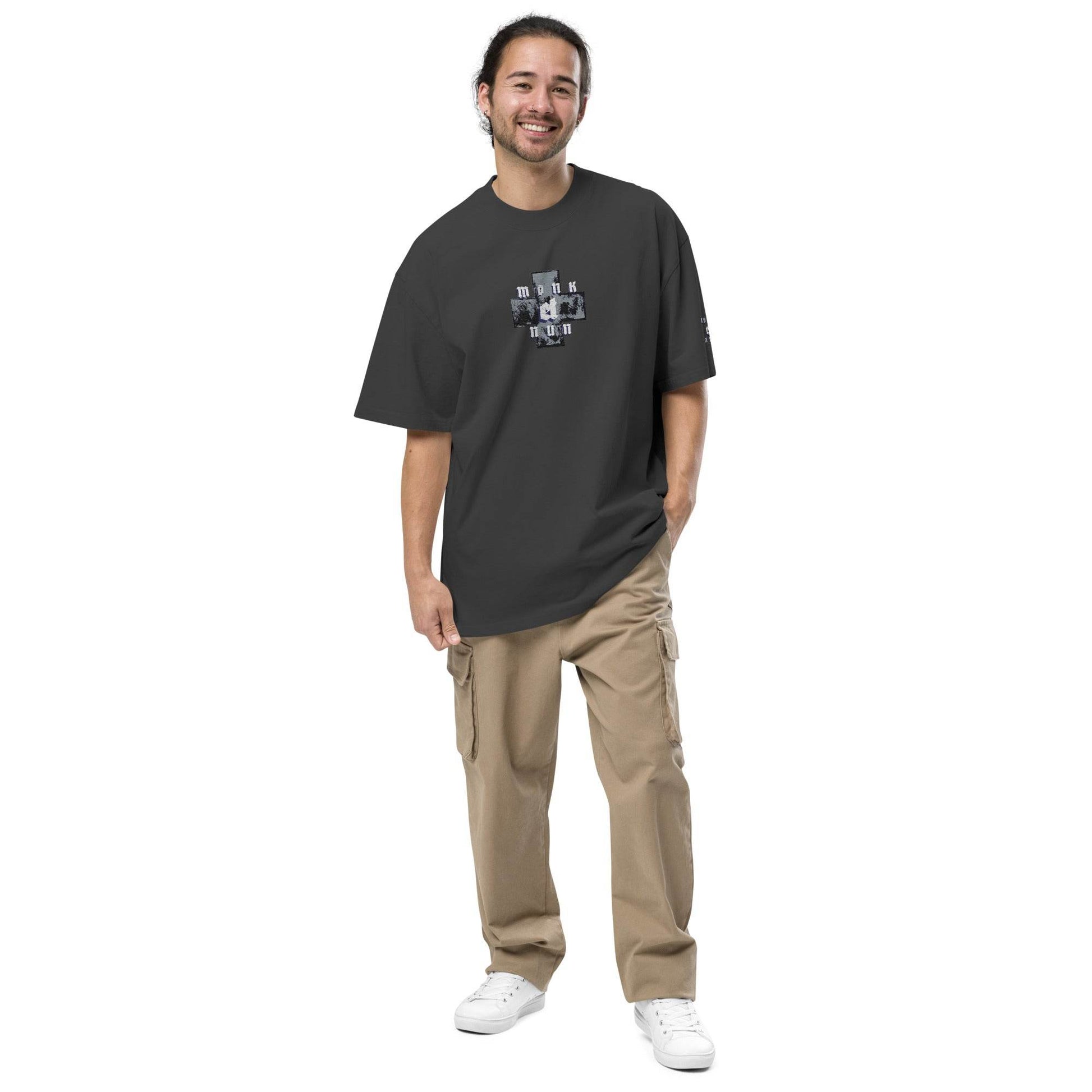 Unisex Oversized faded 100% carded cotton t-shirt Always think positive - Monk&Nun UnisexClothing