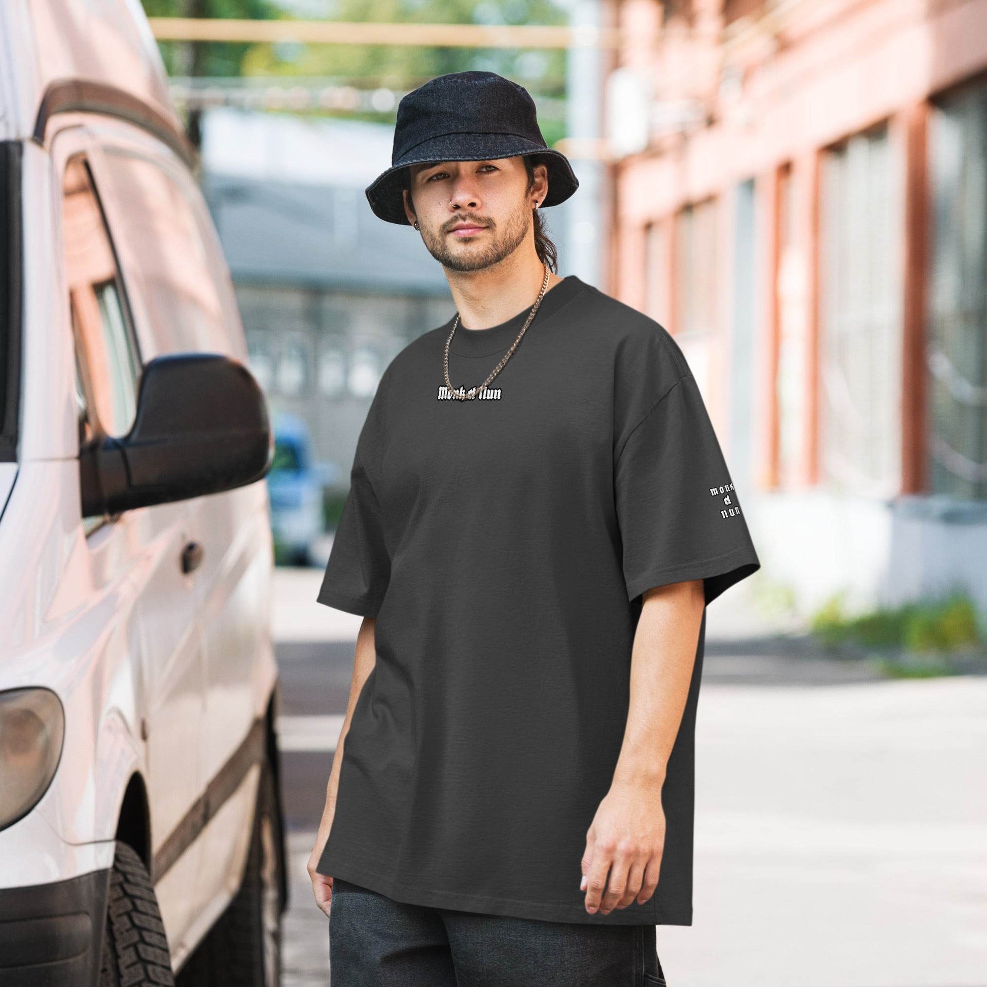 Unisex Oversized faded 100% carded cotton t-shirt Design #14 - Monk&Nun UnisexClothing