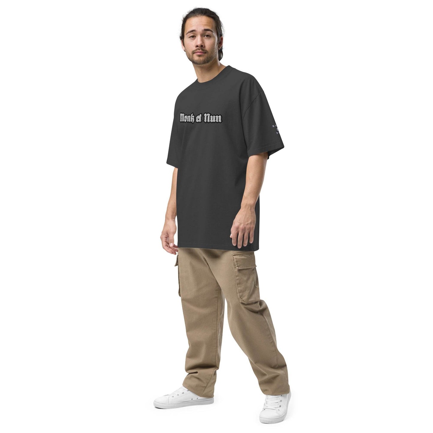 Unisex Oversized faded 100% carded cotton t-shirt Logo - Monk&Nun UnisexClothing