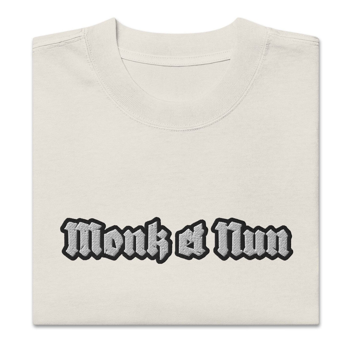 Unisex Oversized faded 100% carded cotton t-shirt Logo - Monk&Nun UnisexClothing