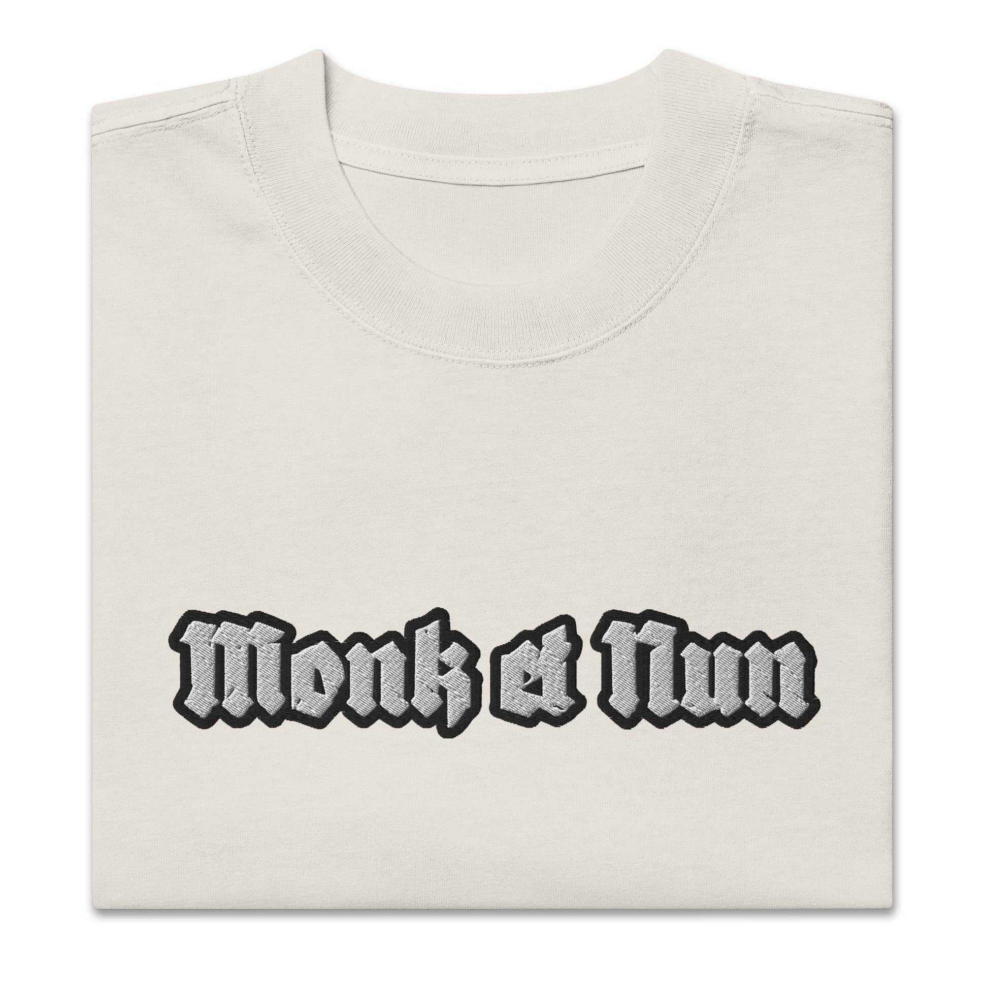 Unisex Oversized faded 100% carded cotton t-shirt Logo - Monk&Nun UnisexClothing
