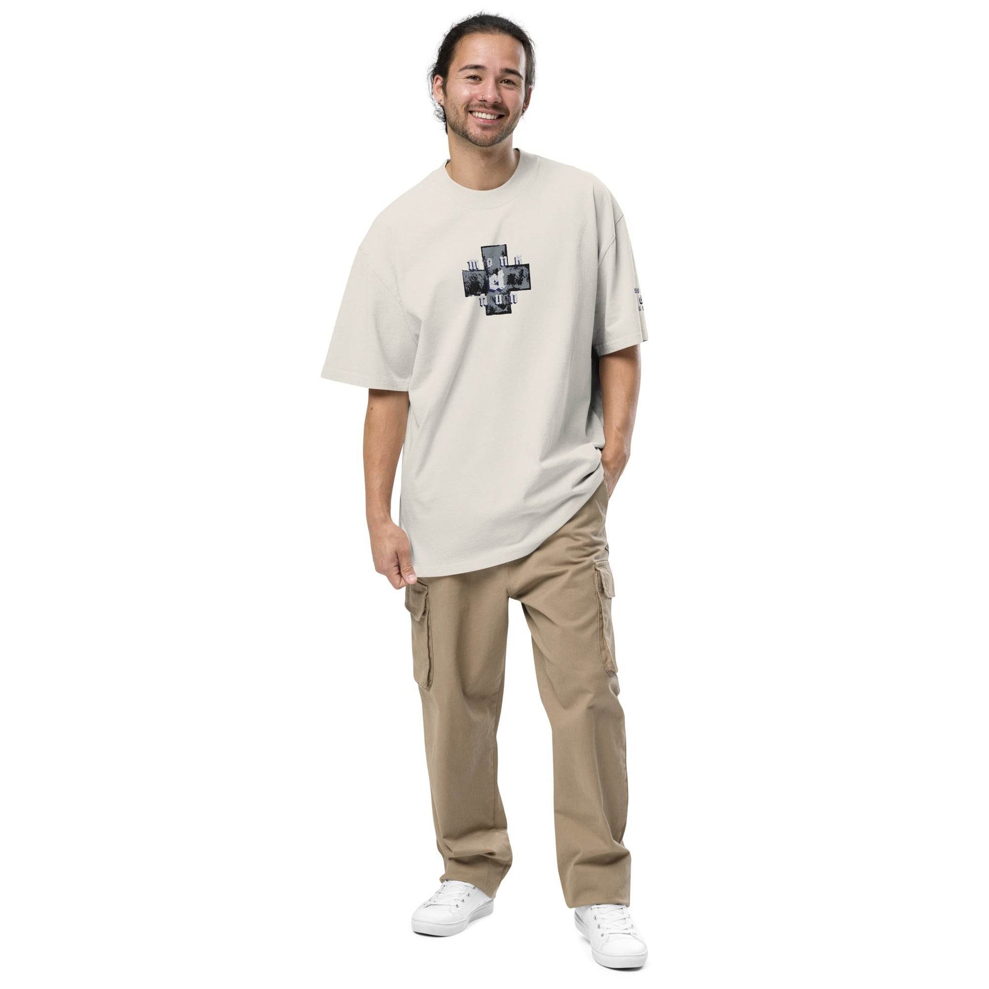 Unisex Oversized faded 100% carded cotton t-shirt Always think positive - Monk&Nun UnisexClothing