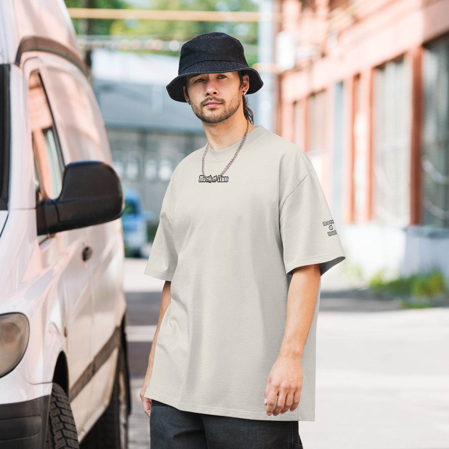 Unisex Oversized faded 100% carded cotton t-shirt Design #14 - Monk&Nun UnisexClothing