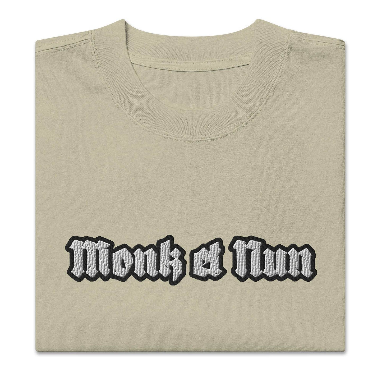 Unisex Oversized faded 100% carded cotton t-shirt Logo - Monk&Nun UnisexClothing