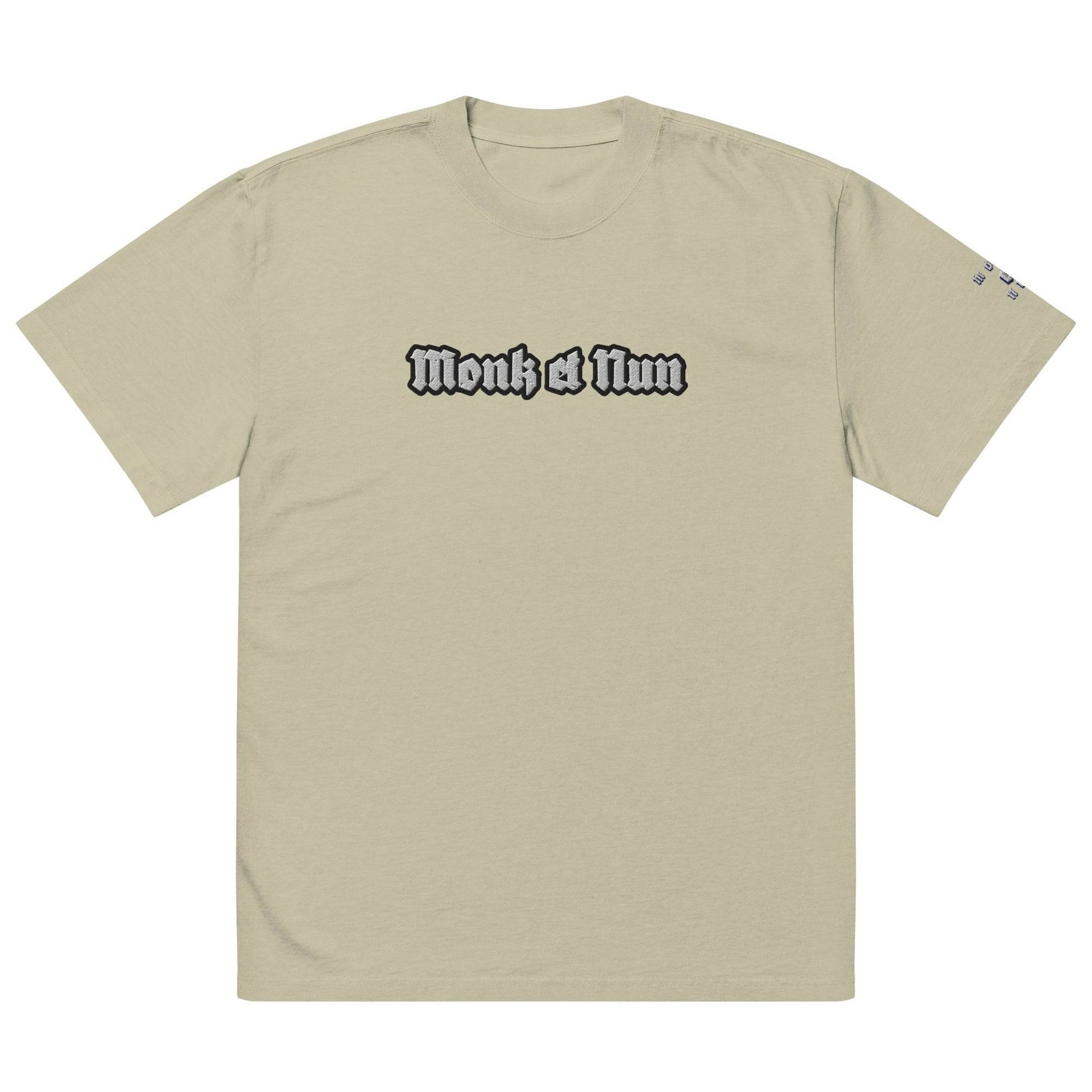 Unisex Oversized faded 100% carded cotton t-shirt Logo - Monk&Nun UnisexClothing