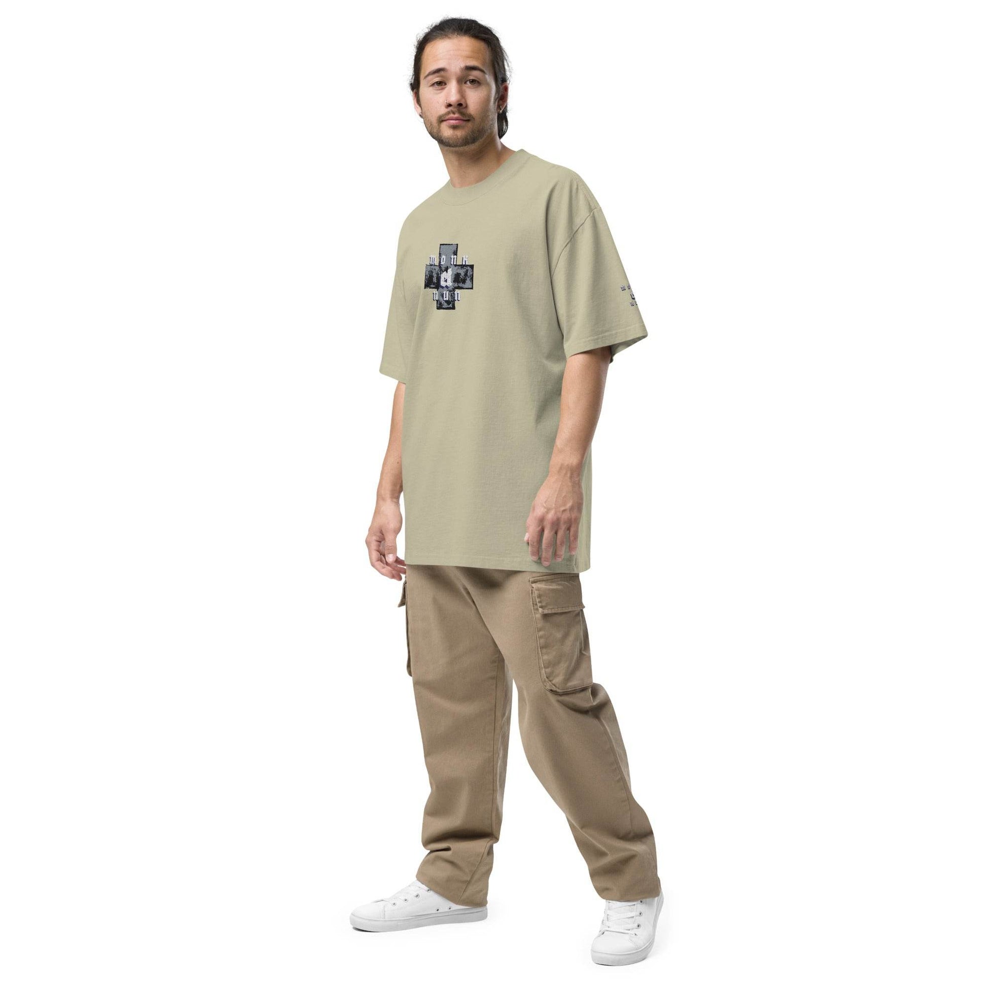 Unisex Oversized faded 100% carded cotton t-shirt Always think positive - Monk&Nun UnisexClothing