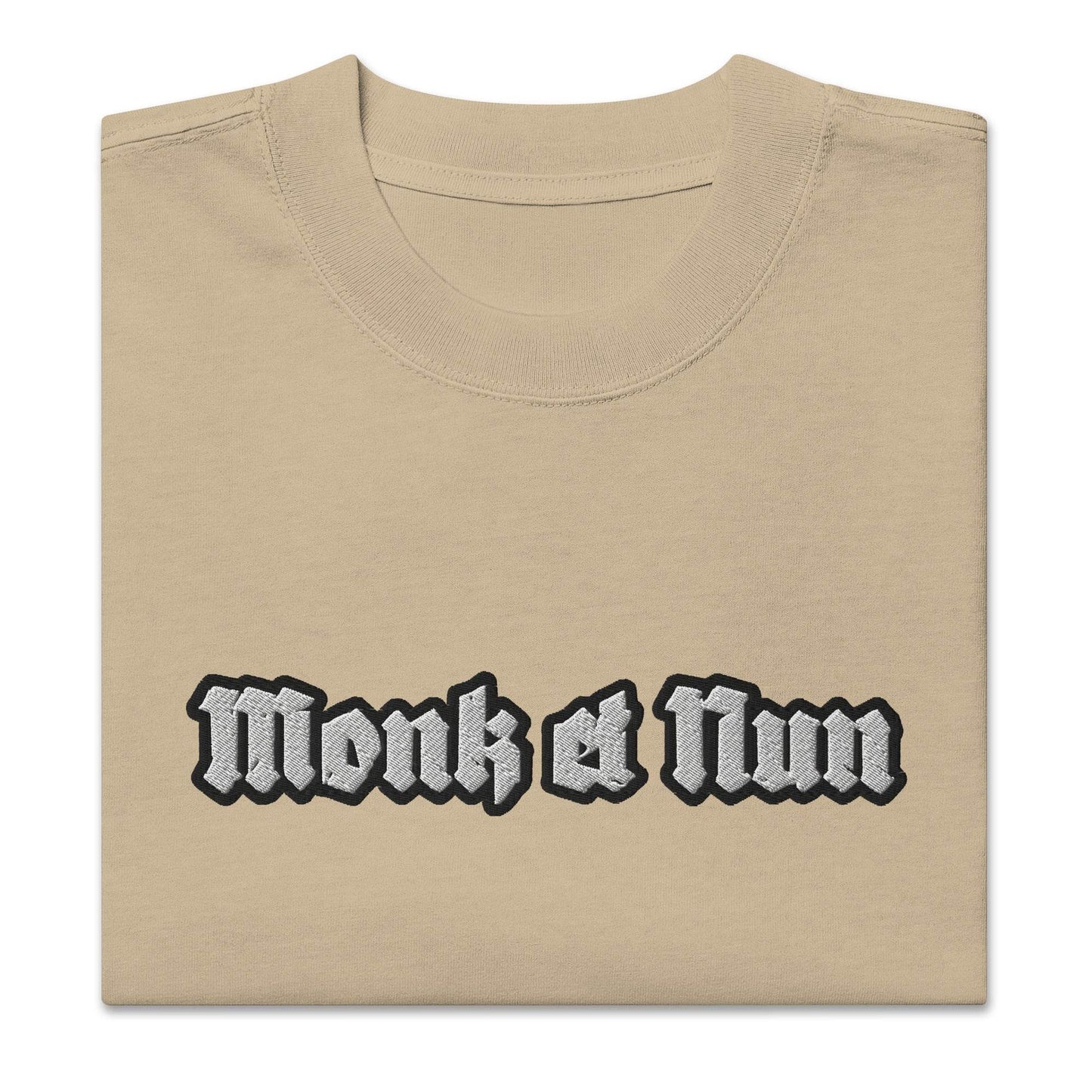 Unisex Oversized faded 100% carded cotton t-shirt Logo - Monk&Nun UnisexClothing