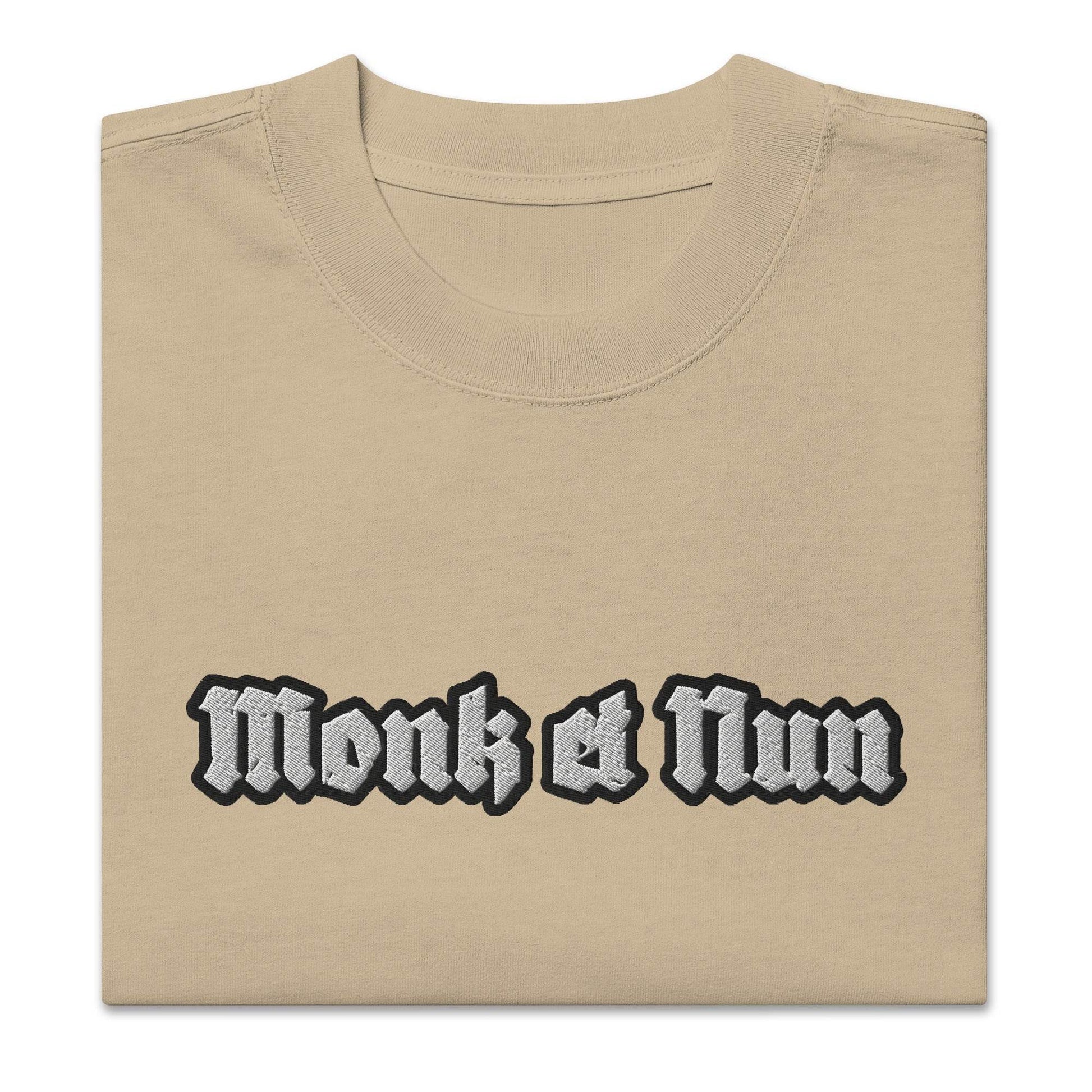 Unisex Oversized faded 100% carded cotton t-shirt Logo - Monk&Nun UnisexClothing