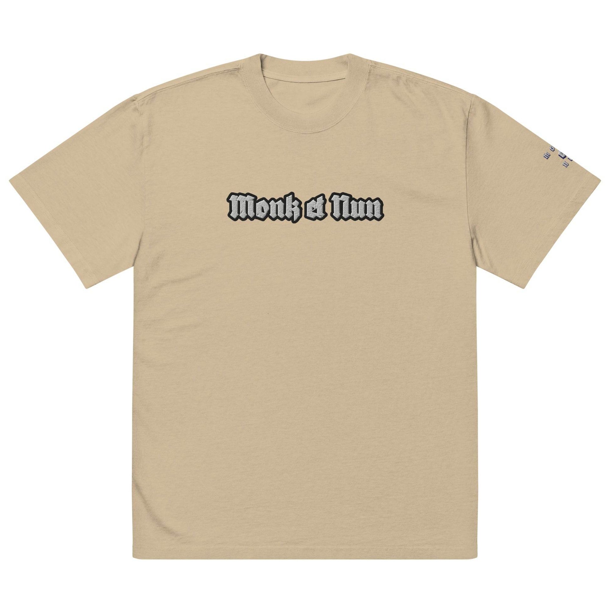 Unisex Oversized faded 100% carded cotton t-shirt Logo - Monk&Nun UnisexClothing