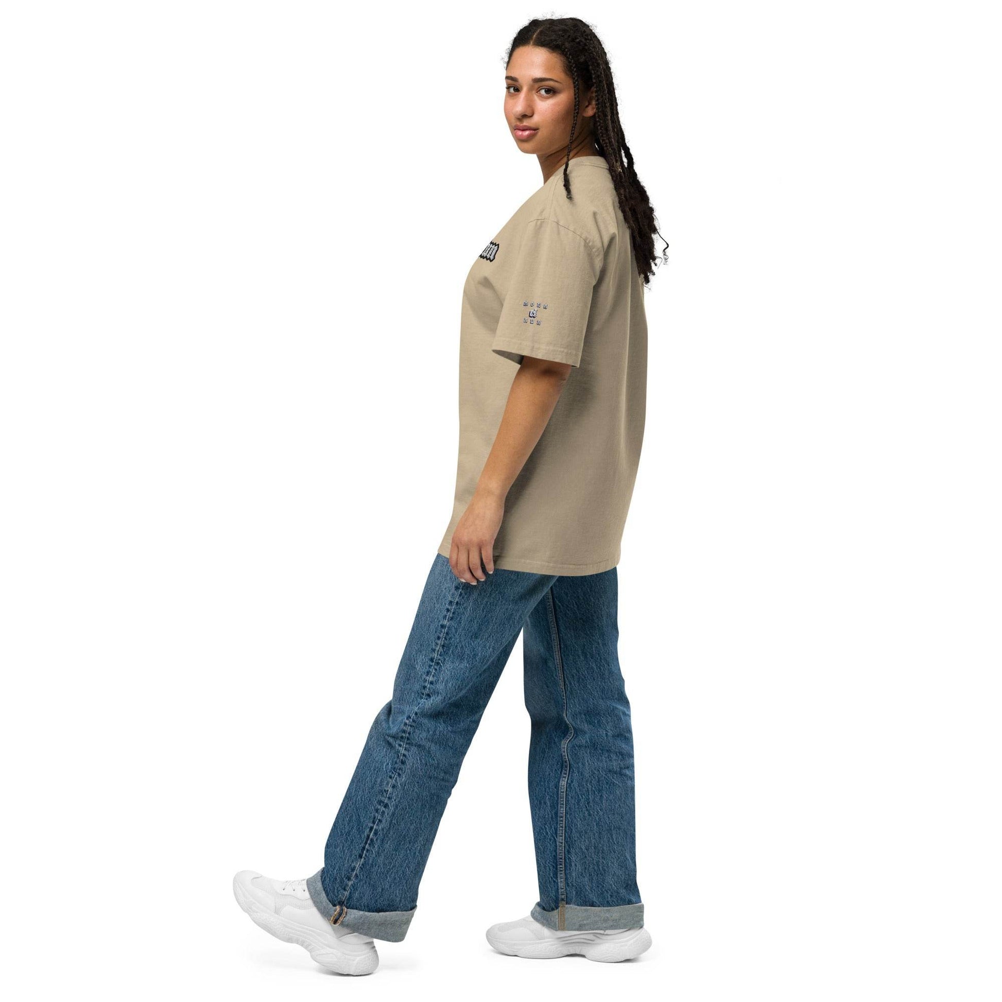 Unisex Oversized faded 100% carded cotton t-shirt Logo - Monk&Nun UnisexClothing