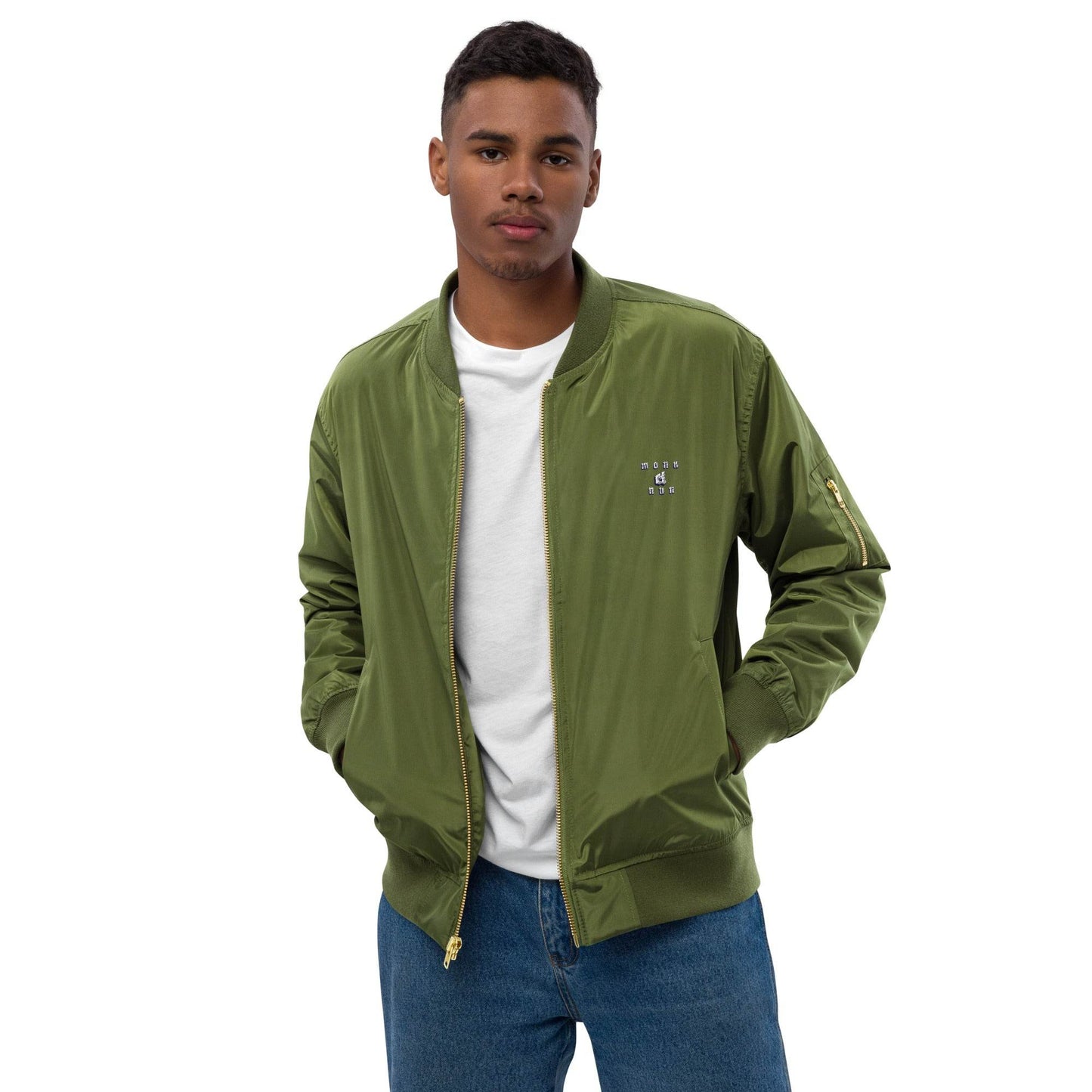 Unisex Premium bomber jacket Always think Positive - Monk&Nun UnisexClothing