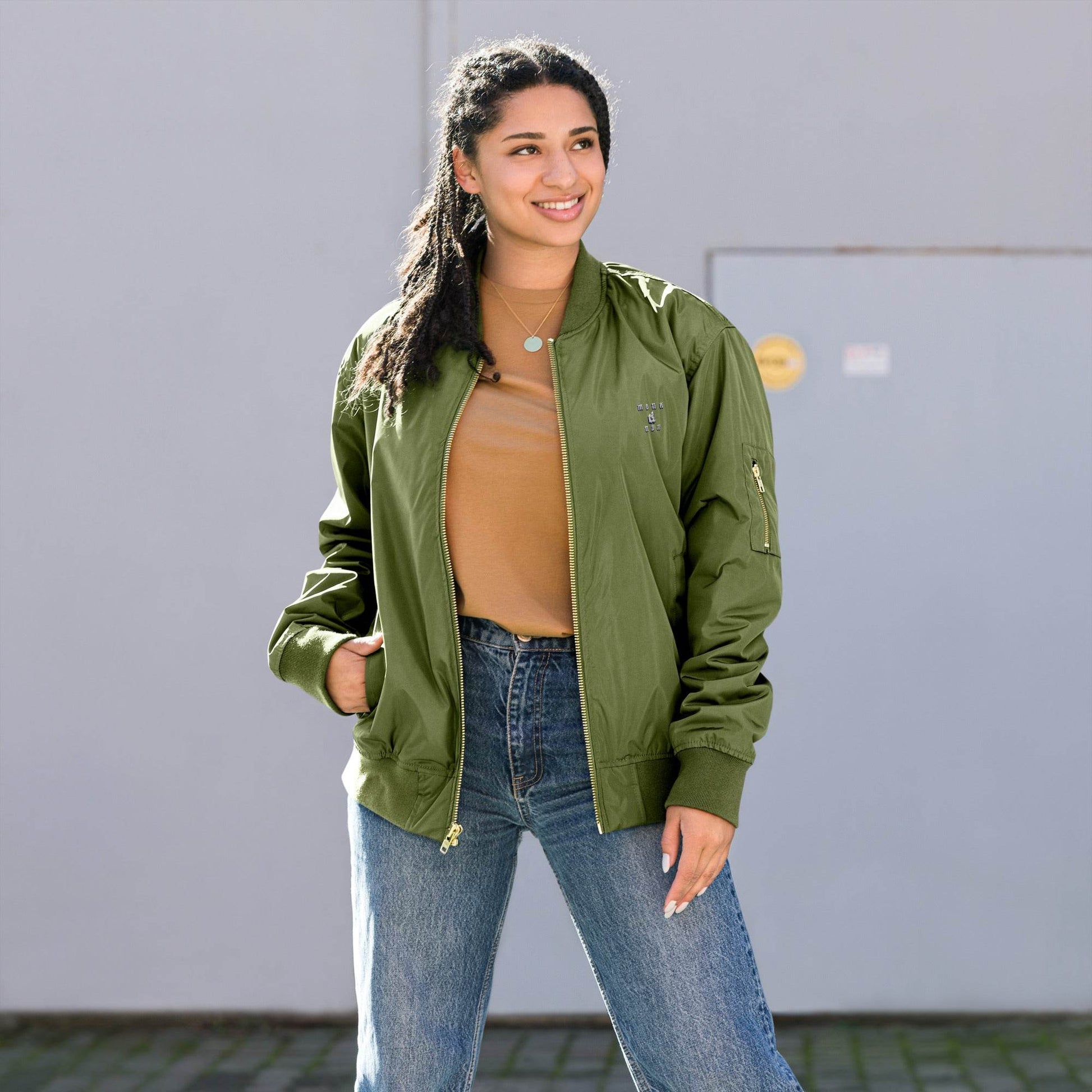 Unisex Premium bomber jacket Always think Positive - Monk&Nun UnisexClothing