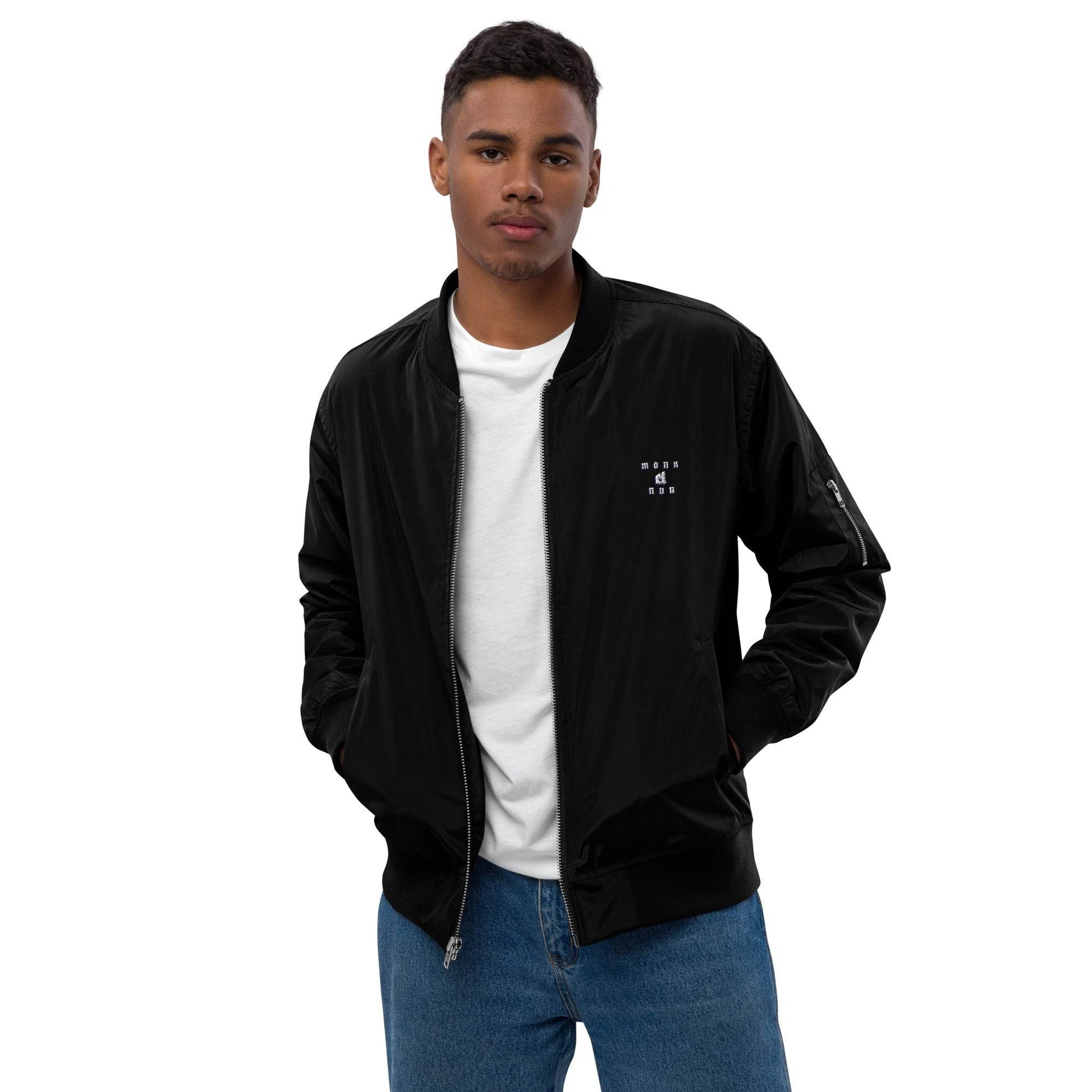 Unisex Premium bomber jacket Always think Positive - Monk&Nun UnisexClothing