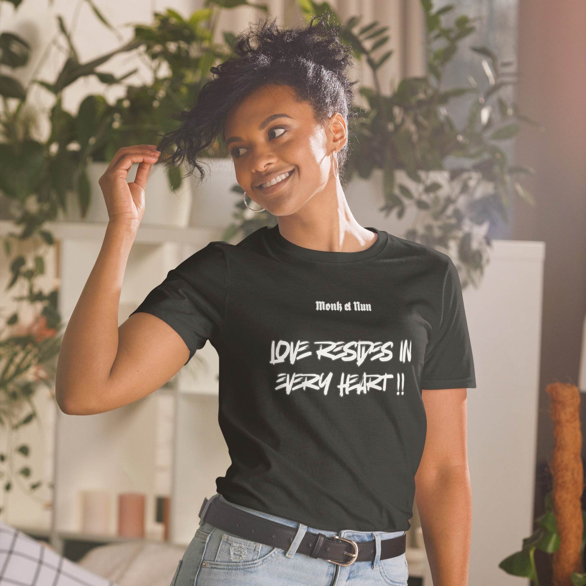 Unisex Short Sleeve 100% ring-spun cotton t-Shirt Text #1 front - Monk&Nun UnisexClothing