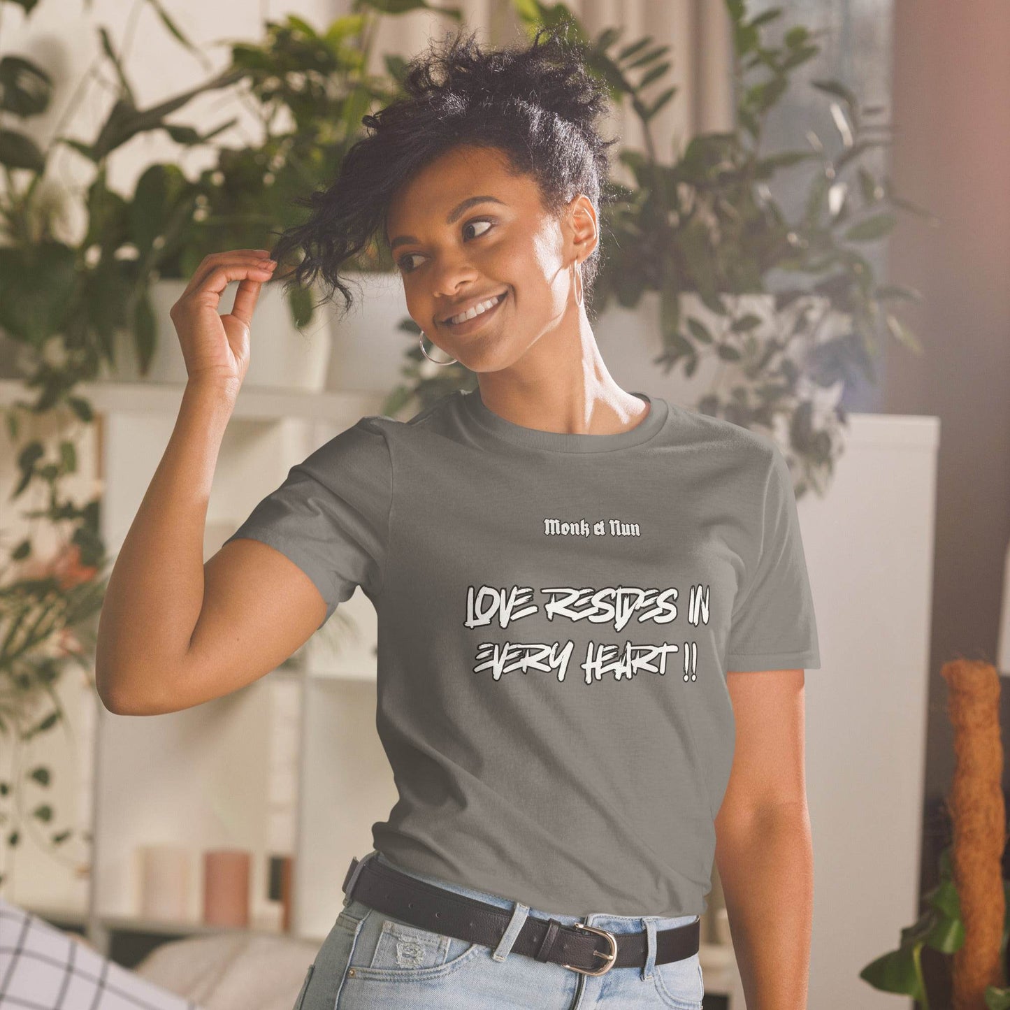 Unisex Short Sleeve 100% ring-spun cotton t-Shirt Text #1 front - Monk&Nun UnisexClothing