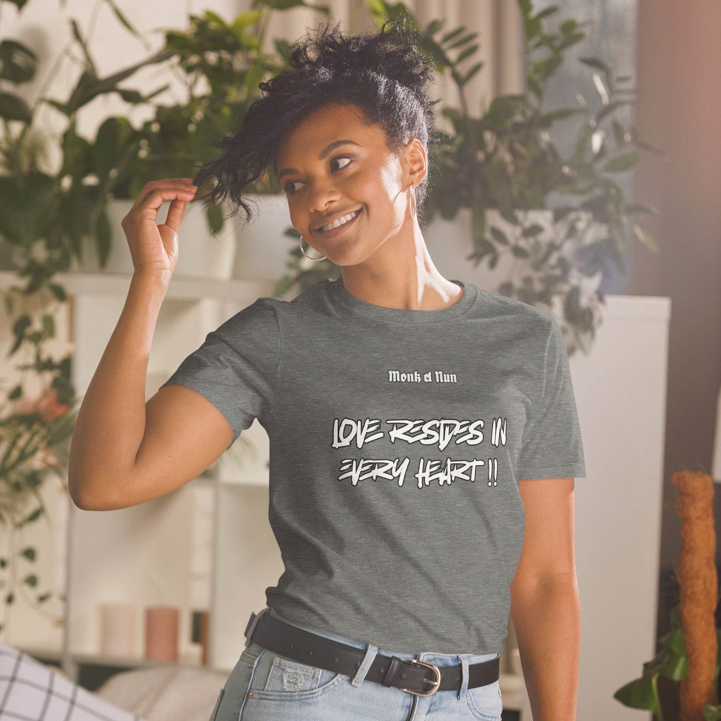 Unisex Short Sleeve 100% ring-spun cotton t-Shirt Text #1 front - Monk&Nun UnisexClothing