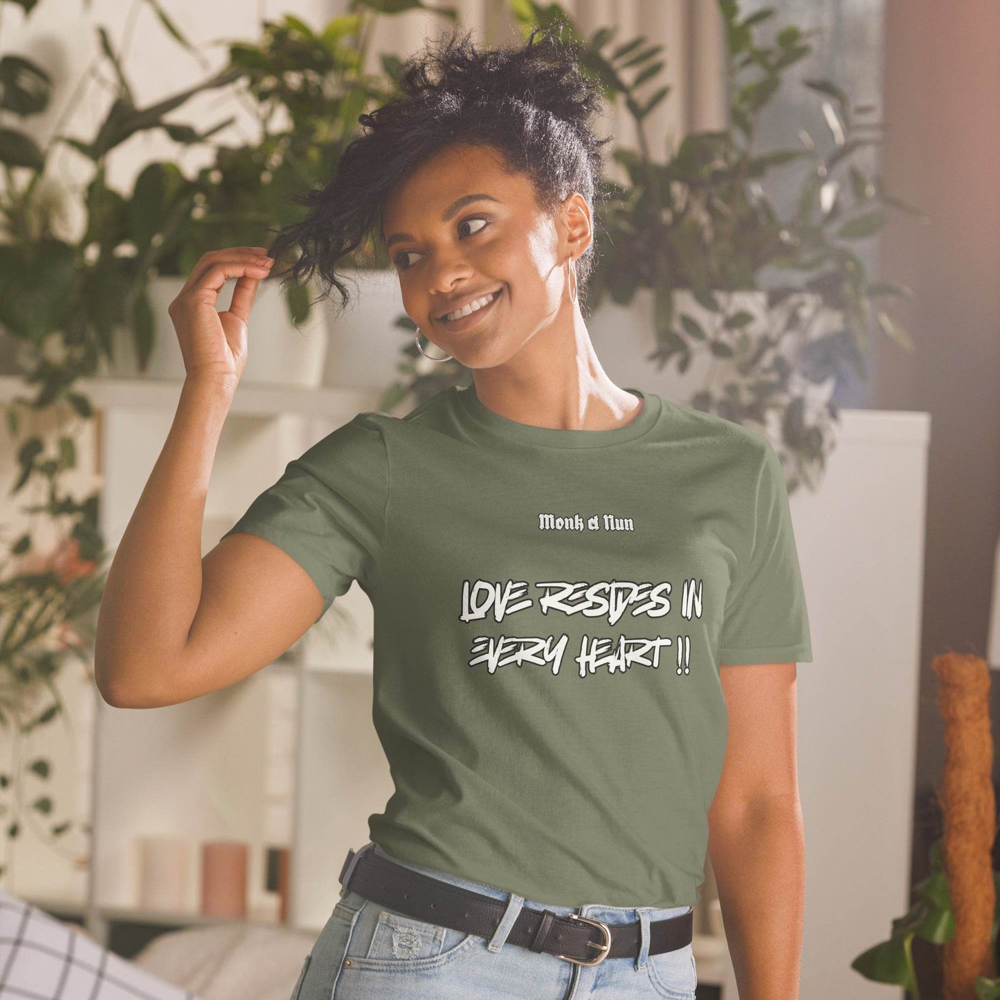 Unisex Short Sleeve 100% ring-spun cotton t-Shirt Text #1 front - Monk&Nun UnisexClothing
