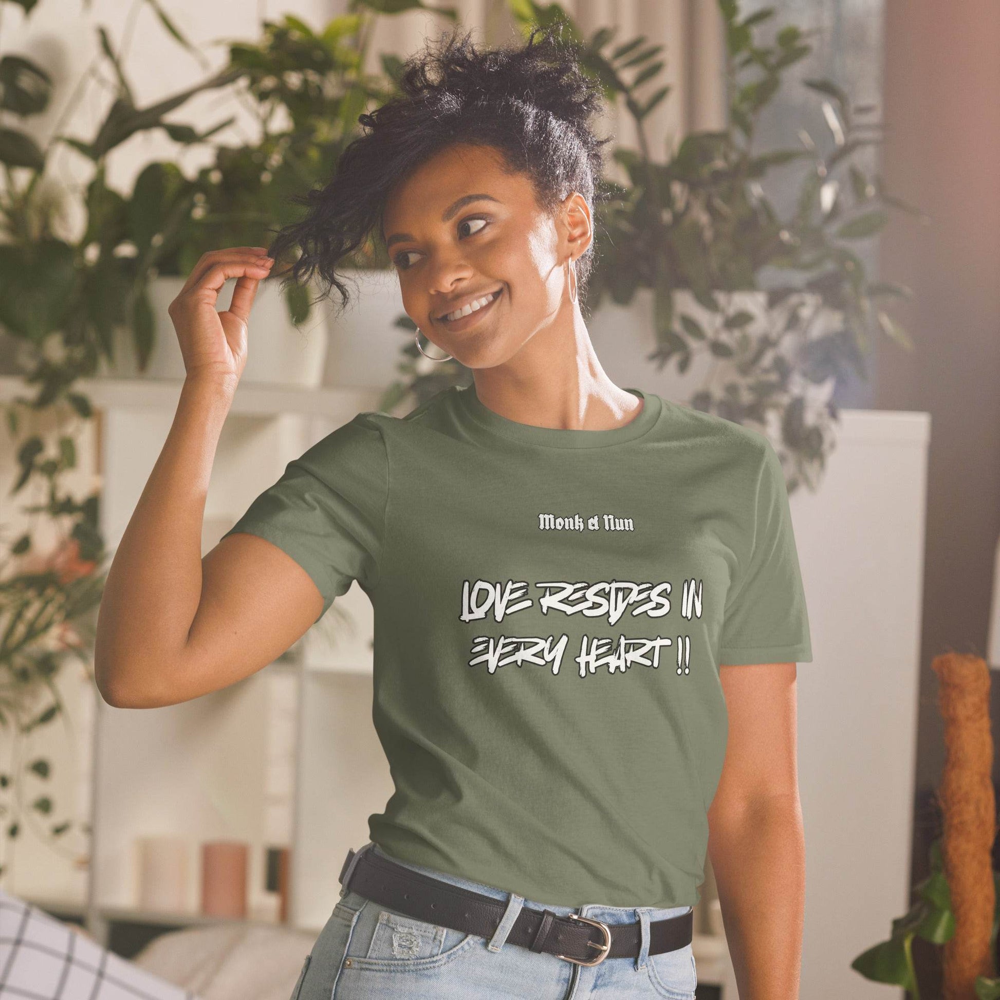 Unisex Short Sleeve 100% ring-spun cotton t-Shirt Text #1 front - Monk&Nun UnisexClothing