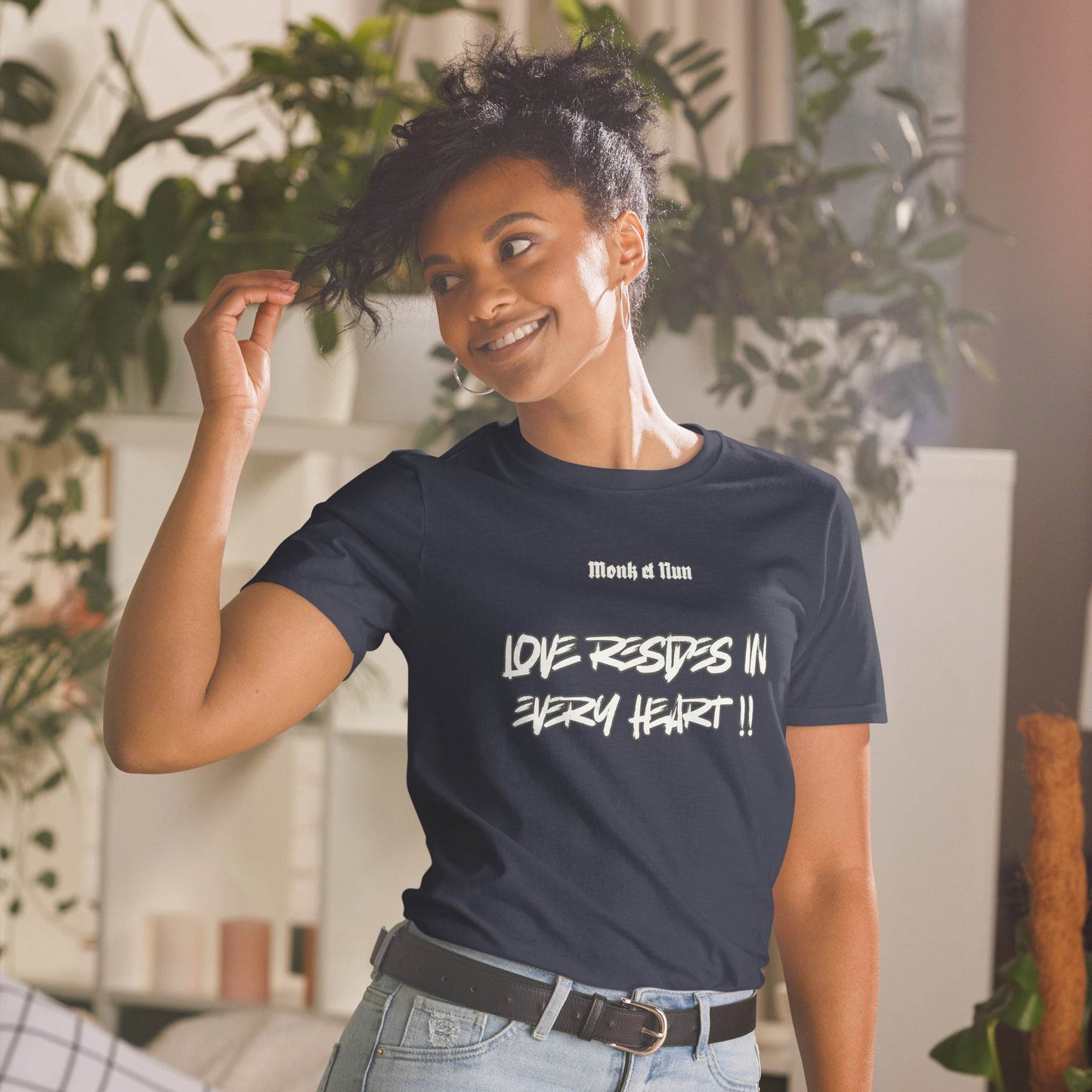 Unisex Short Sleeve 100% ring-spun cotton t-Shirt Text #1 front - Monk&Nun UnisexClothing