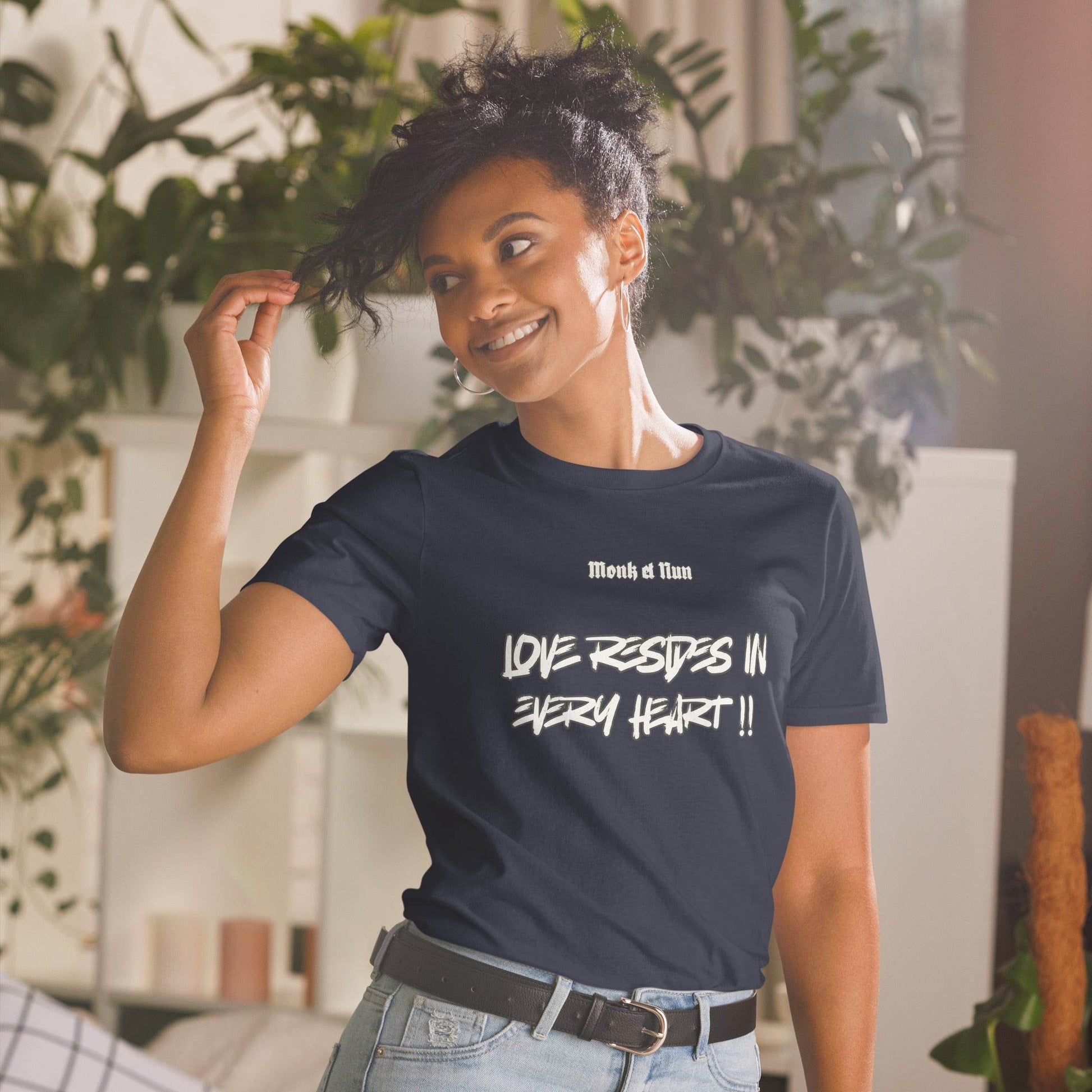 Unisex Short Sleeve 100% ring-spun cotton t-Shirt Text #1 front - Monk&Nun UnisexClothing