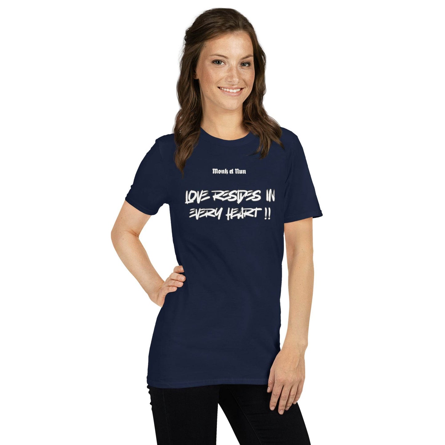 Unisex Short Sleeve 100% ring-spun cotton t-Shirt Text #1 front - Monk&Nun UnisexClothing