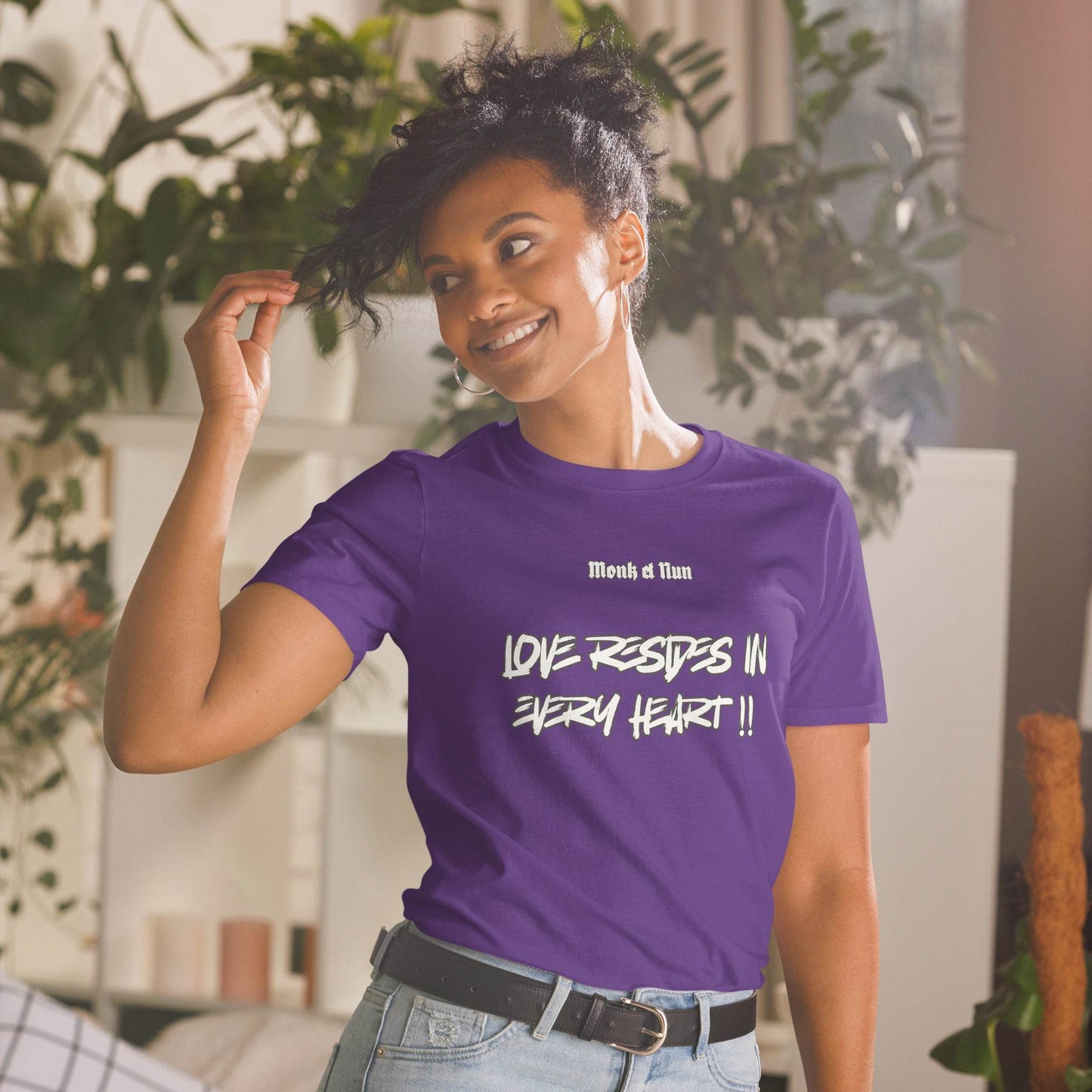 Unisex Short Sleeve 100% ring-spun cotton t-Shirt Text #1 front - Monk&Nun UnisexClothing