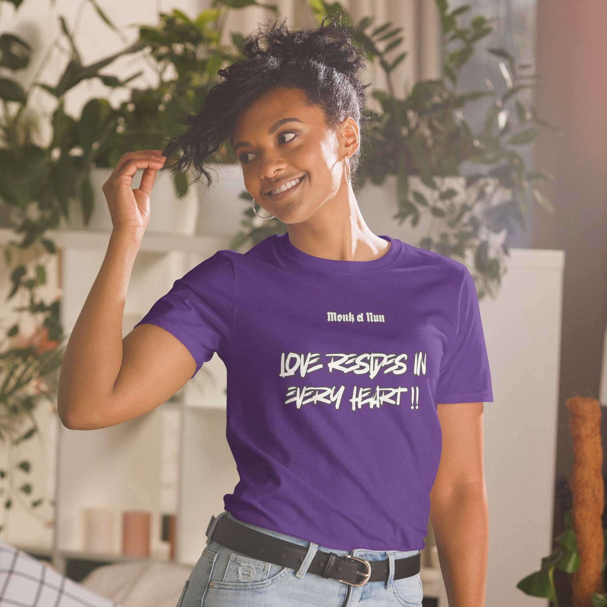 Unisex Short Sleeve 100% ring-spun cotton t-Shirt Text #1 front - Monk&Nun UnisexClothing