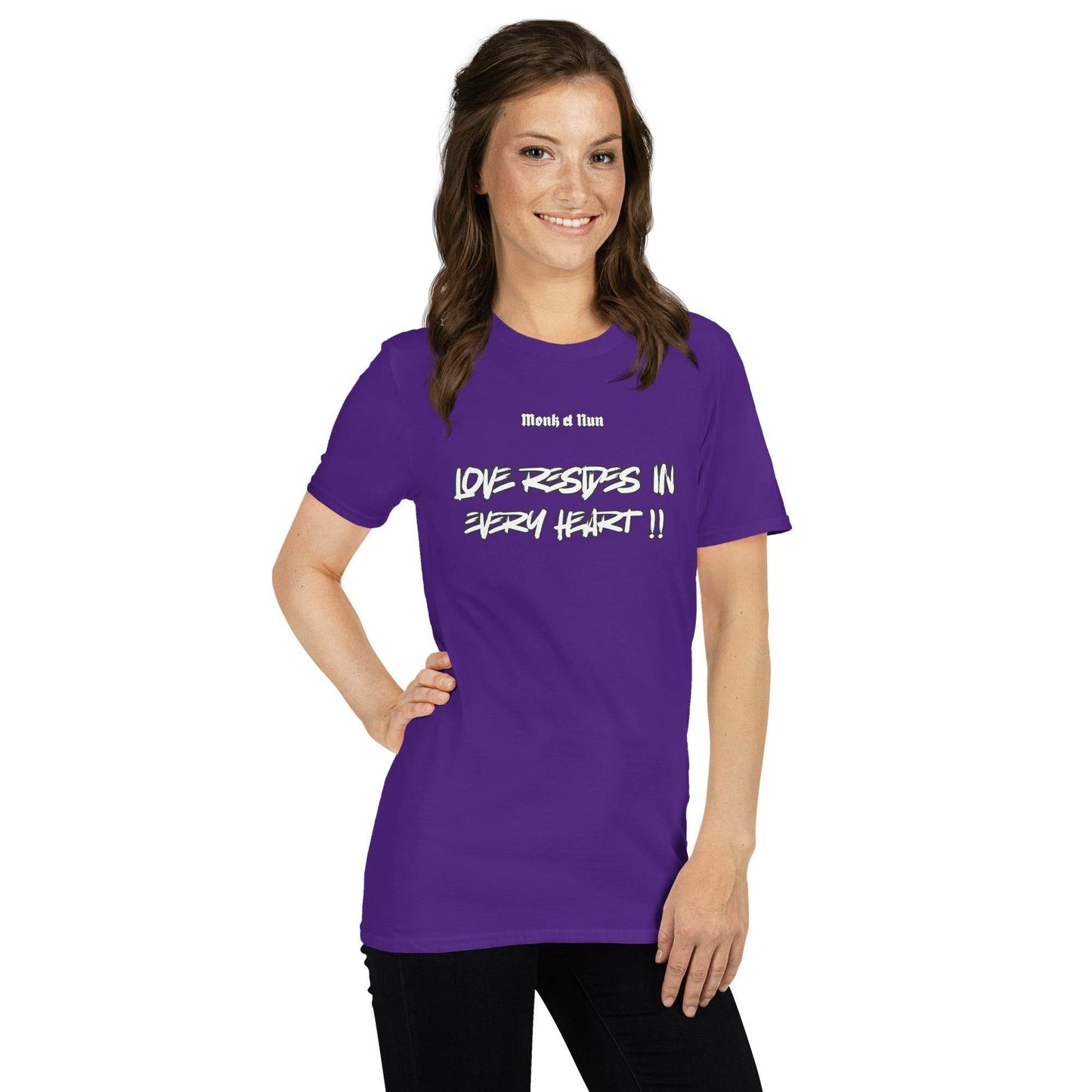 Unisex Short Sleeve 100% ring-spun cotton t-Shirt Text #1 front - Monk&Nun UnisexClothing