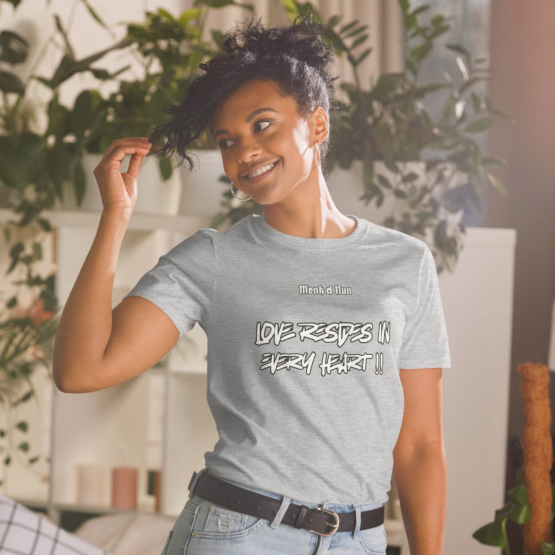 Unisex Short Sleeve 100% ring-spun cotton t-Shirt Text #1 front - Monk&Nun UnisexClothing