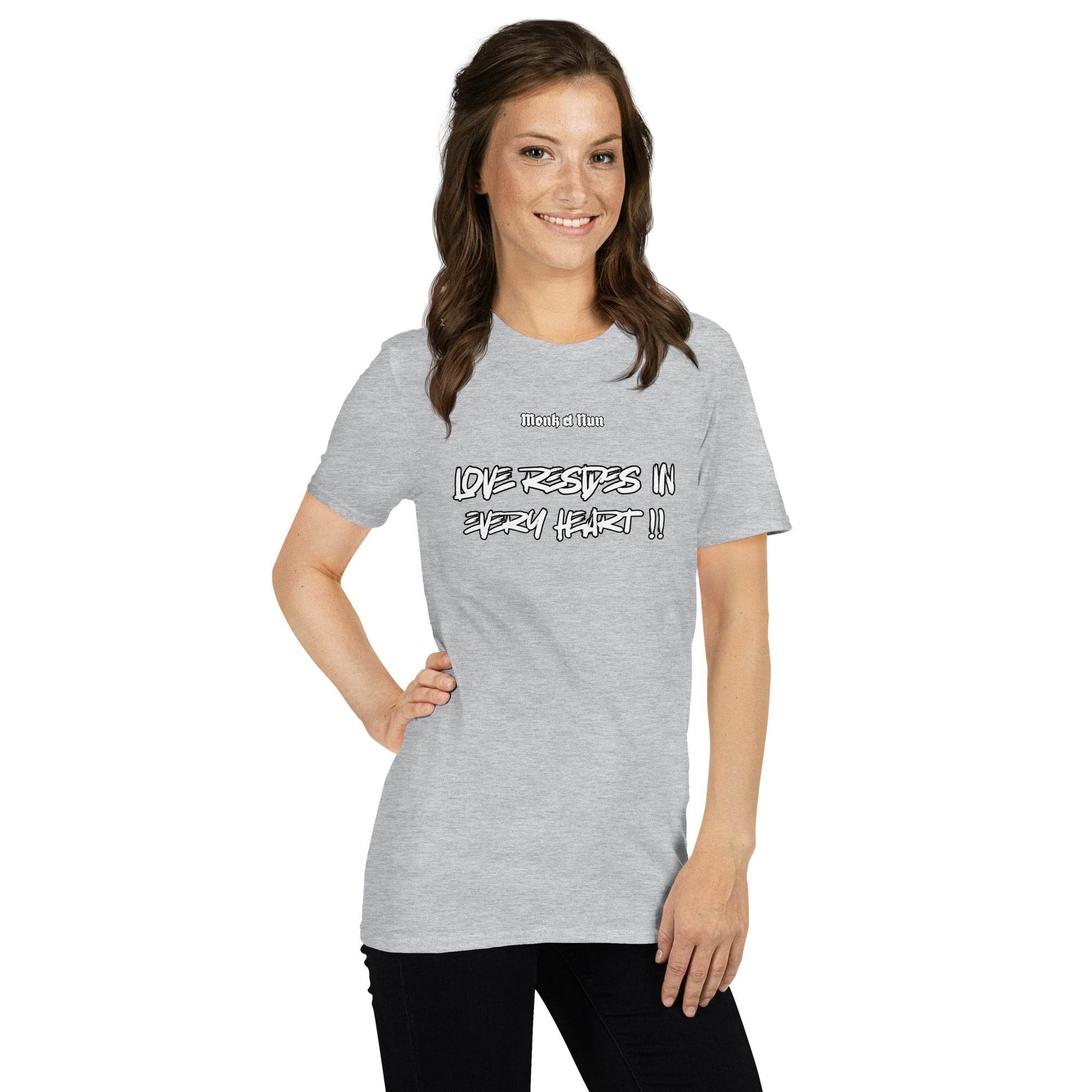 Unisex Short Sleeve 100% ring-spun cotton t-Shirt Text #1 front - Monk&Nun UnisexClothing