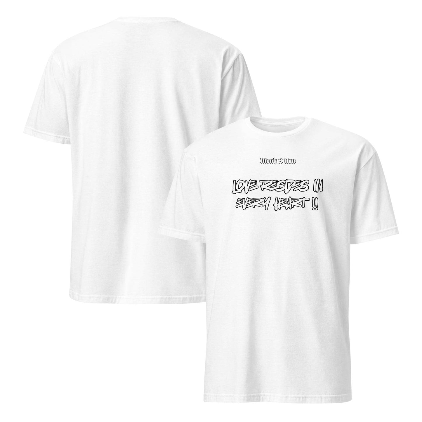 Unisex Short Sleeve 100% ring-spun cotton t-Shirt Text #1 front - Monk&Nun UnisexClothing