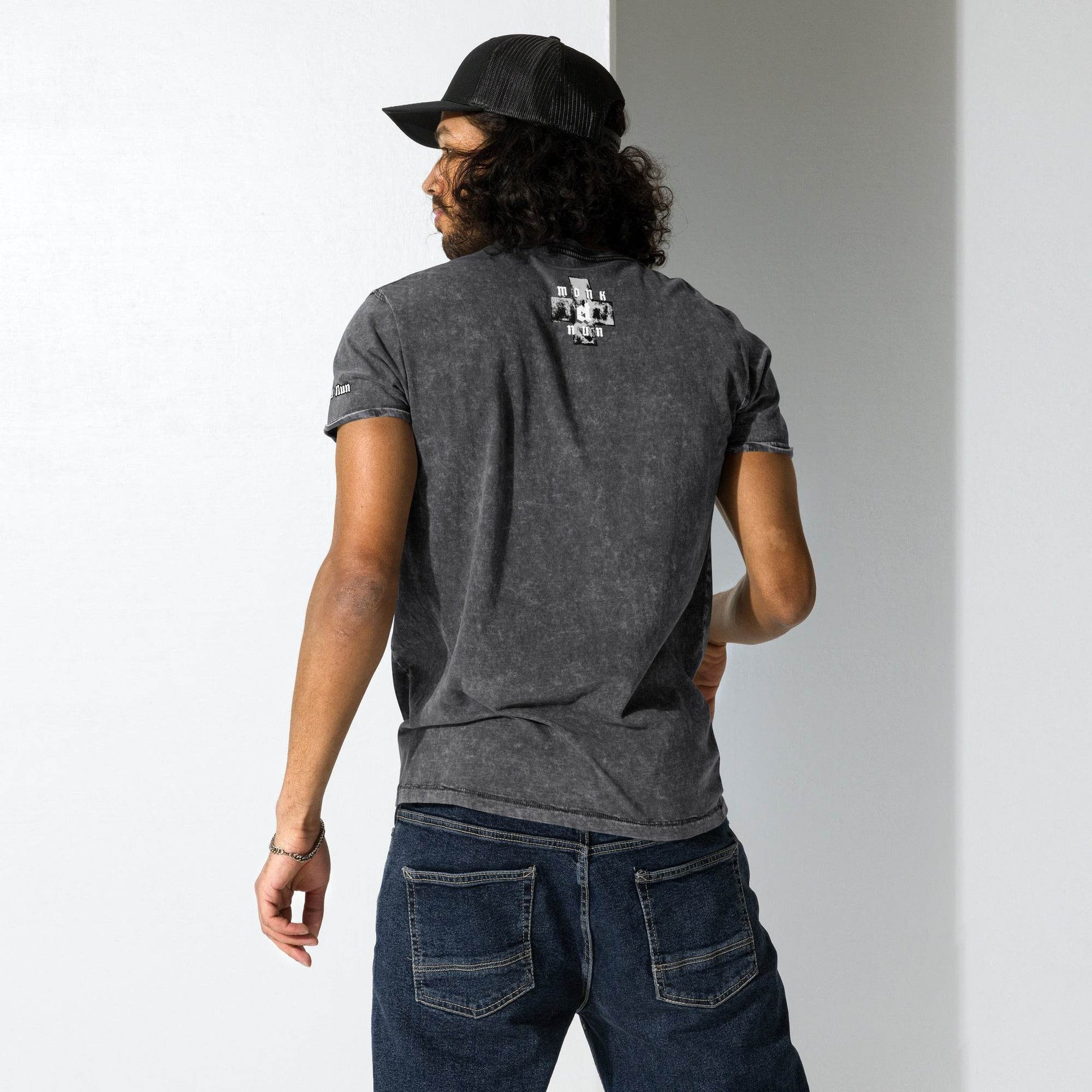 Unisex Denim 100% cotton T-Shirt Always think positive F/B - Monk&Nun UnisexClothing
