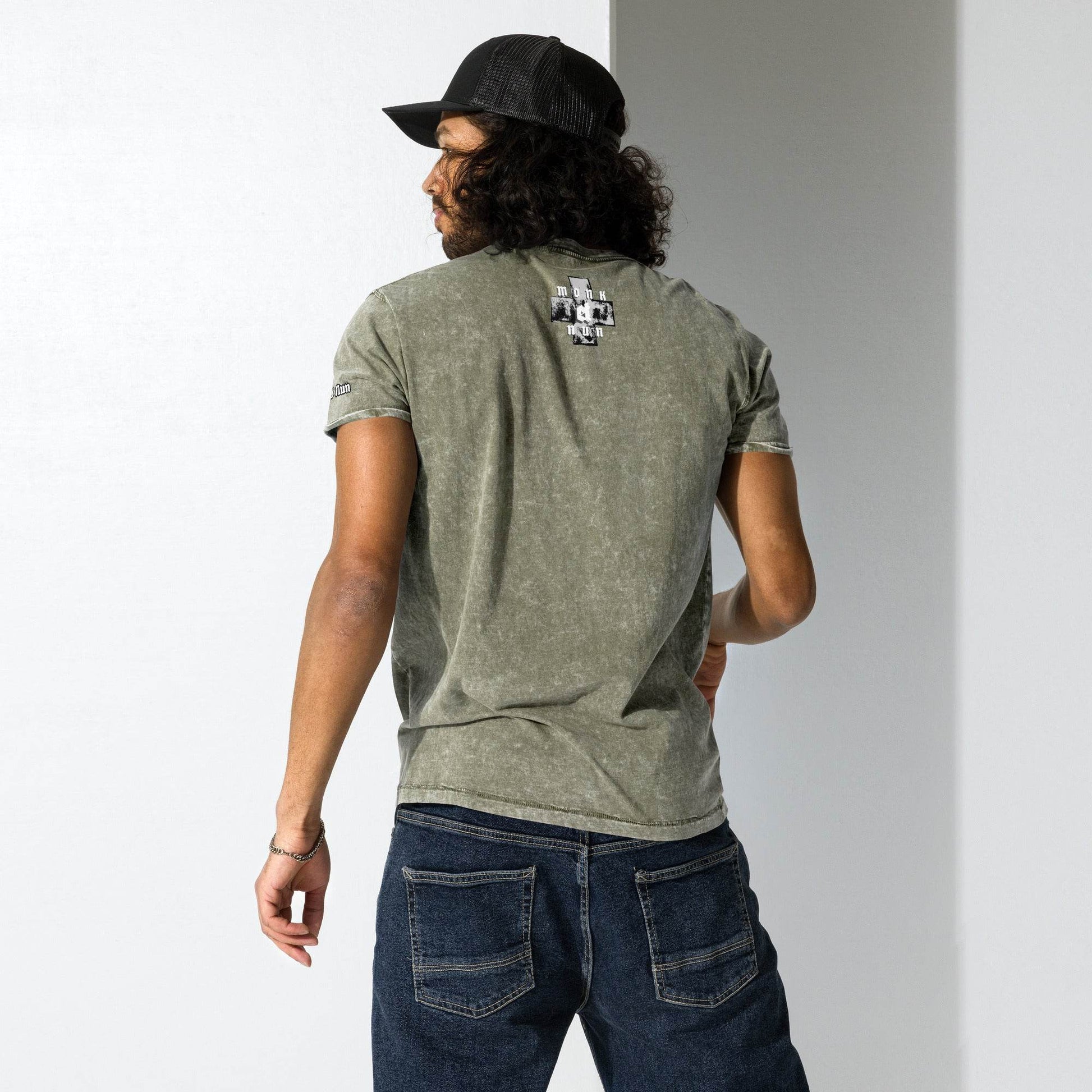Unisex Denim 100% cotton T-Shirt Always think positive F/B - Monk&Nun UnisexClothing