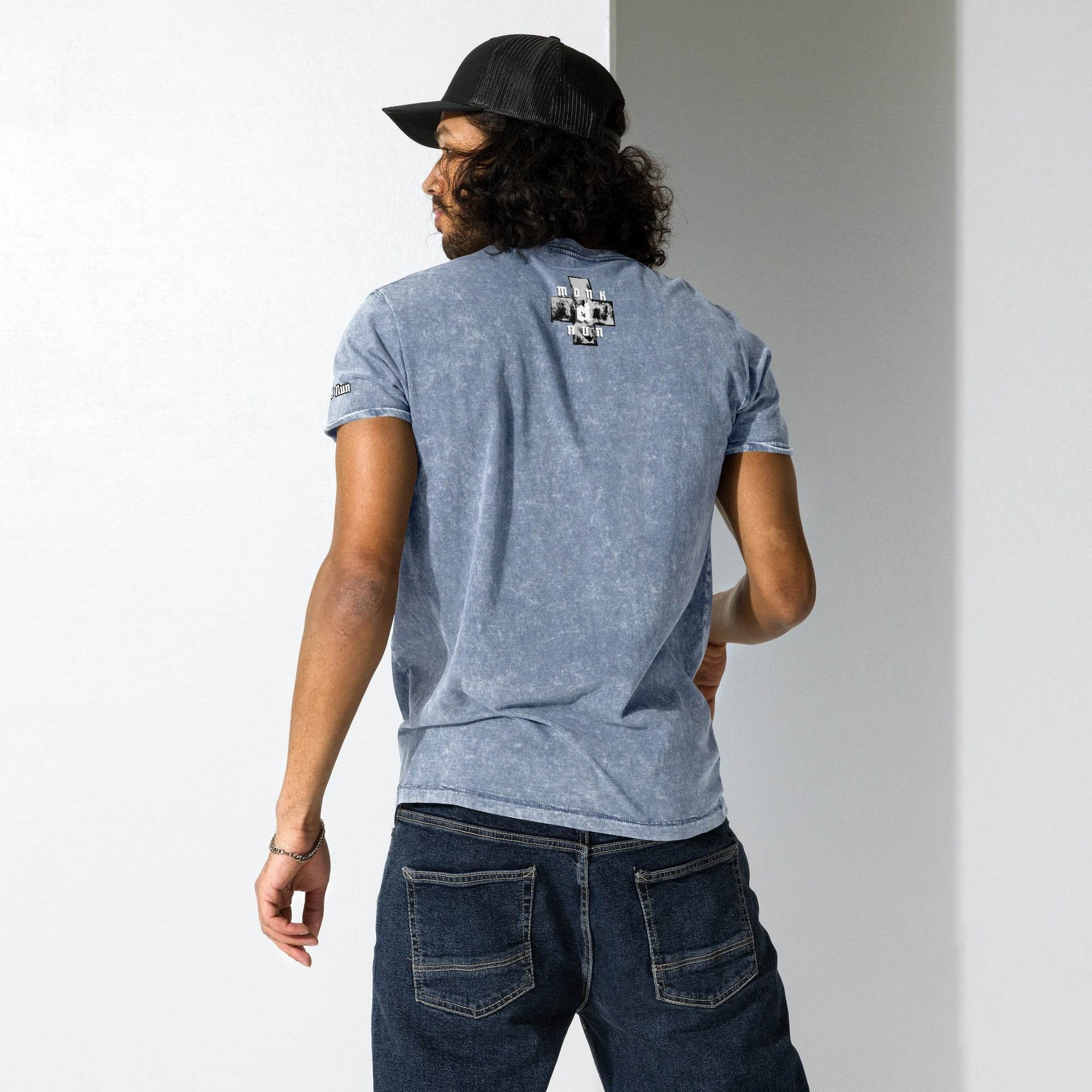 Unisex Denim 100% cotton T-Shirt Always think positive F/B - Monk&Nun UnisexClothing