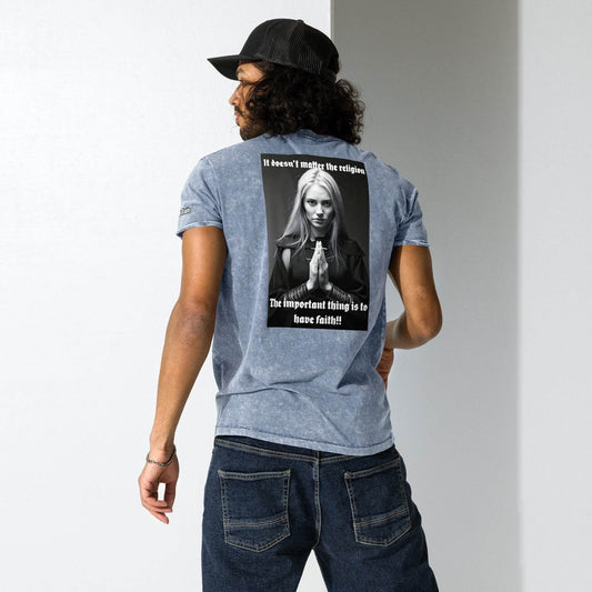 Unisex Denim 100% cotton T-Shirt Design #3 - Monk&Nun UnisexClothing